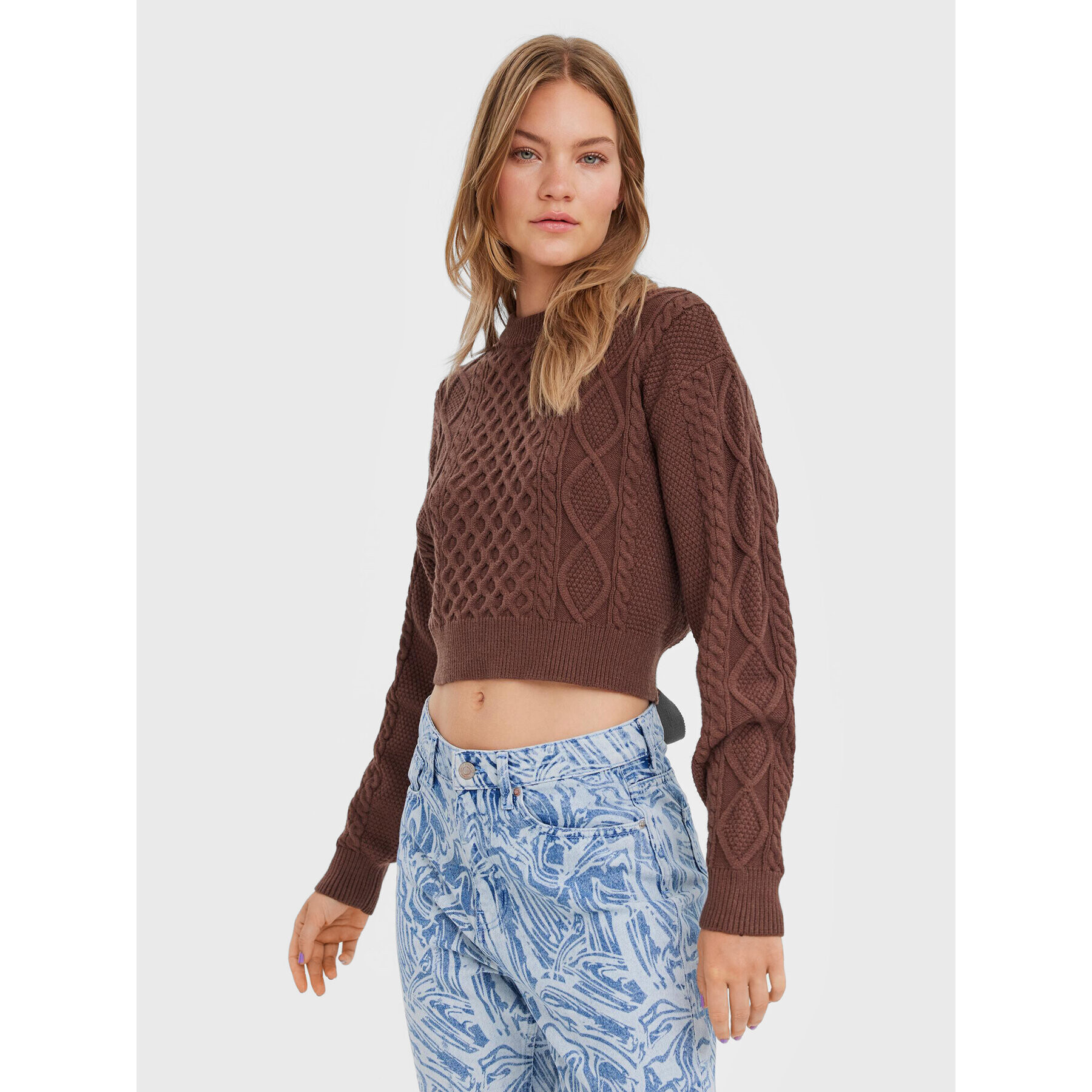 Vero Moda Sweater Ayla 10274866 Barna Relaxed Fit - Pepit.hu