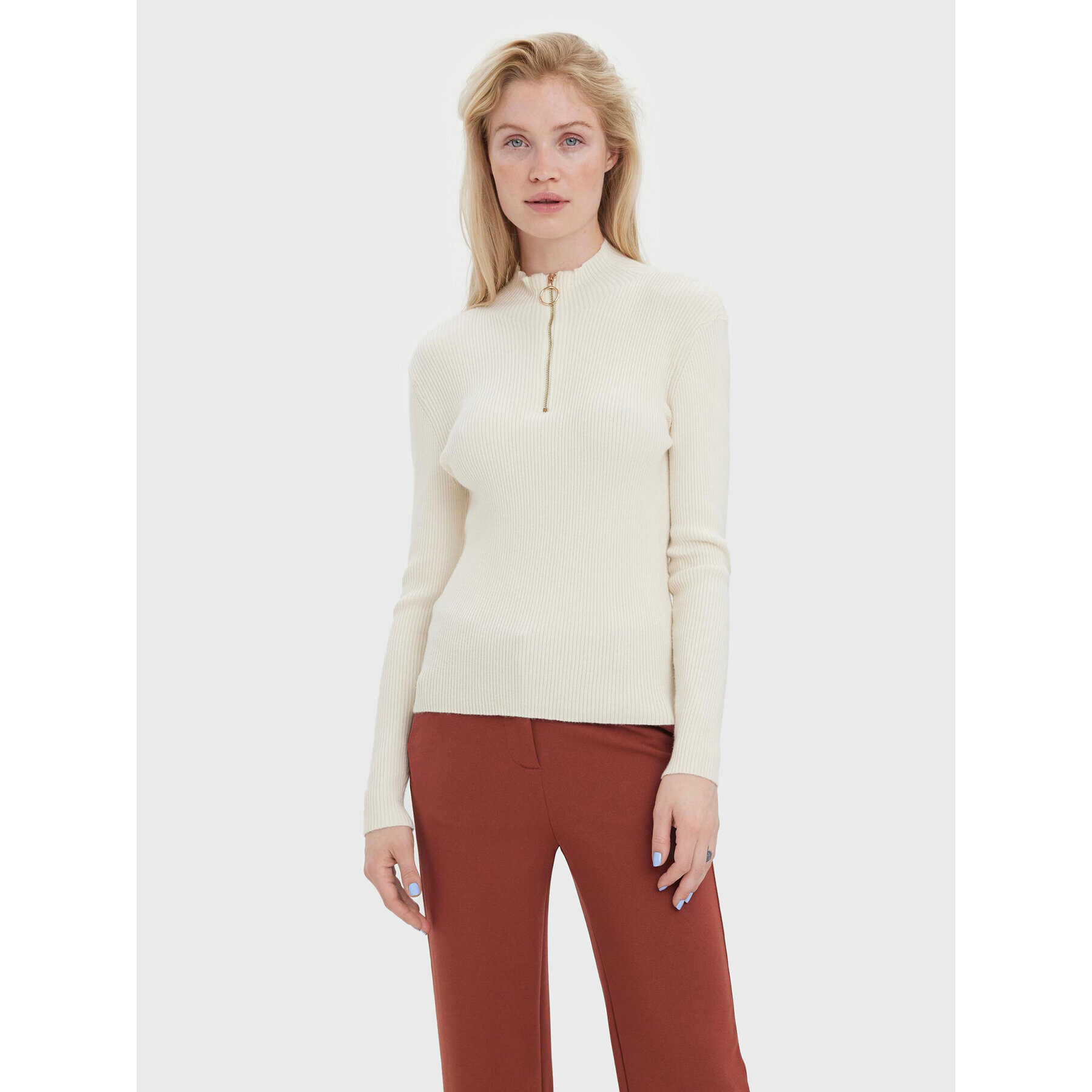 Vero Moda Sweater Evie 10269110 Ekru Slim Fit - Pepit.hu