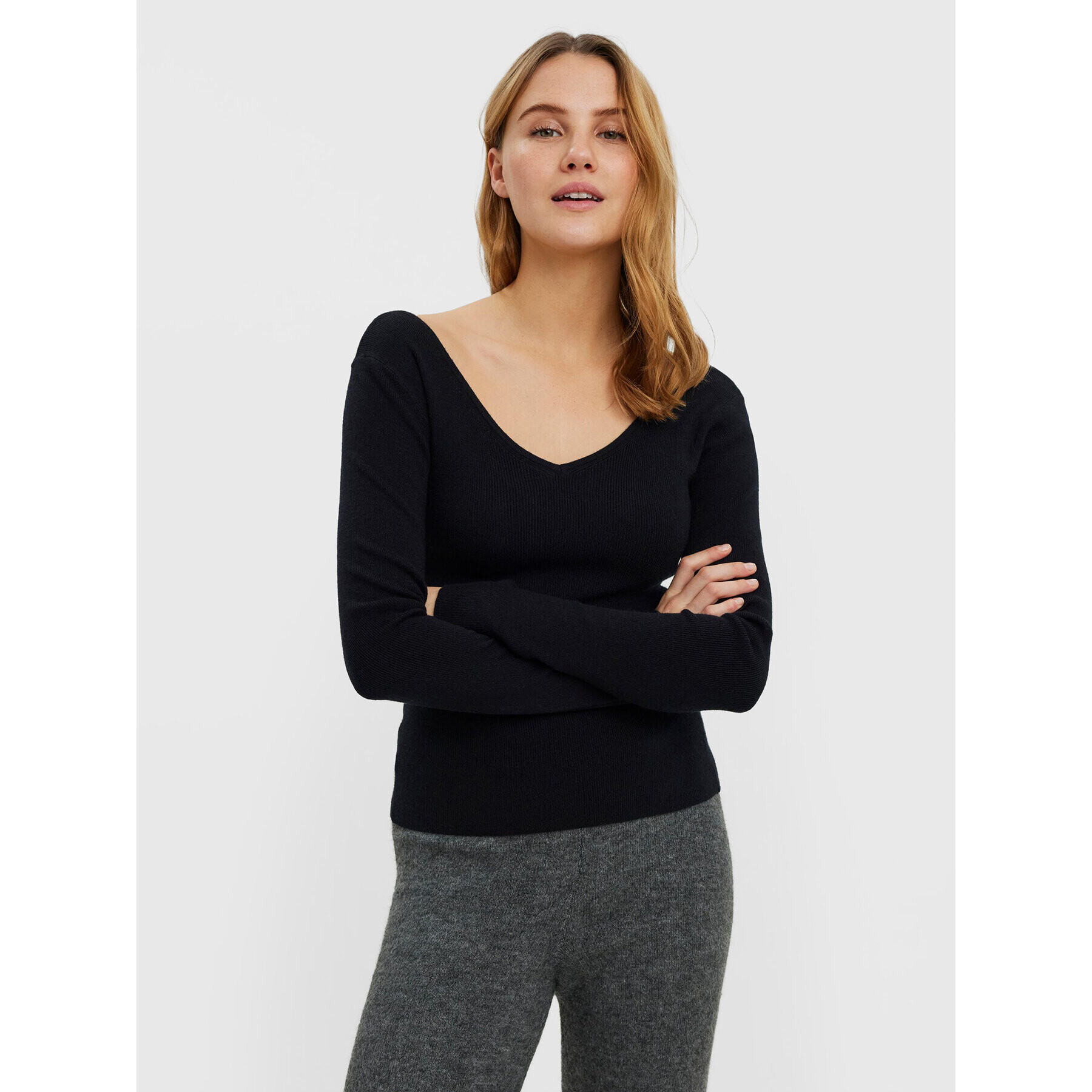 Vero Moda Sweater Gold 10257154 Fekete Regular Fit - Pepit.hu