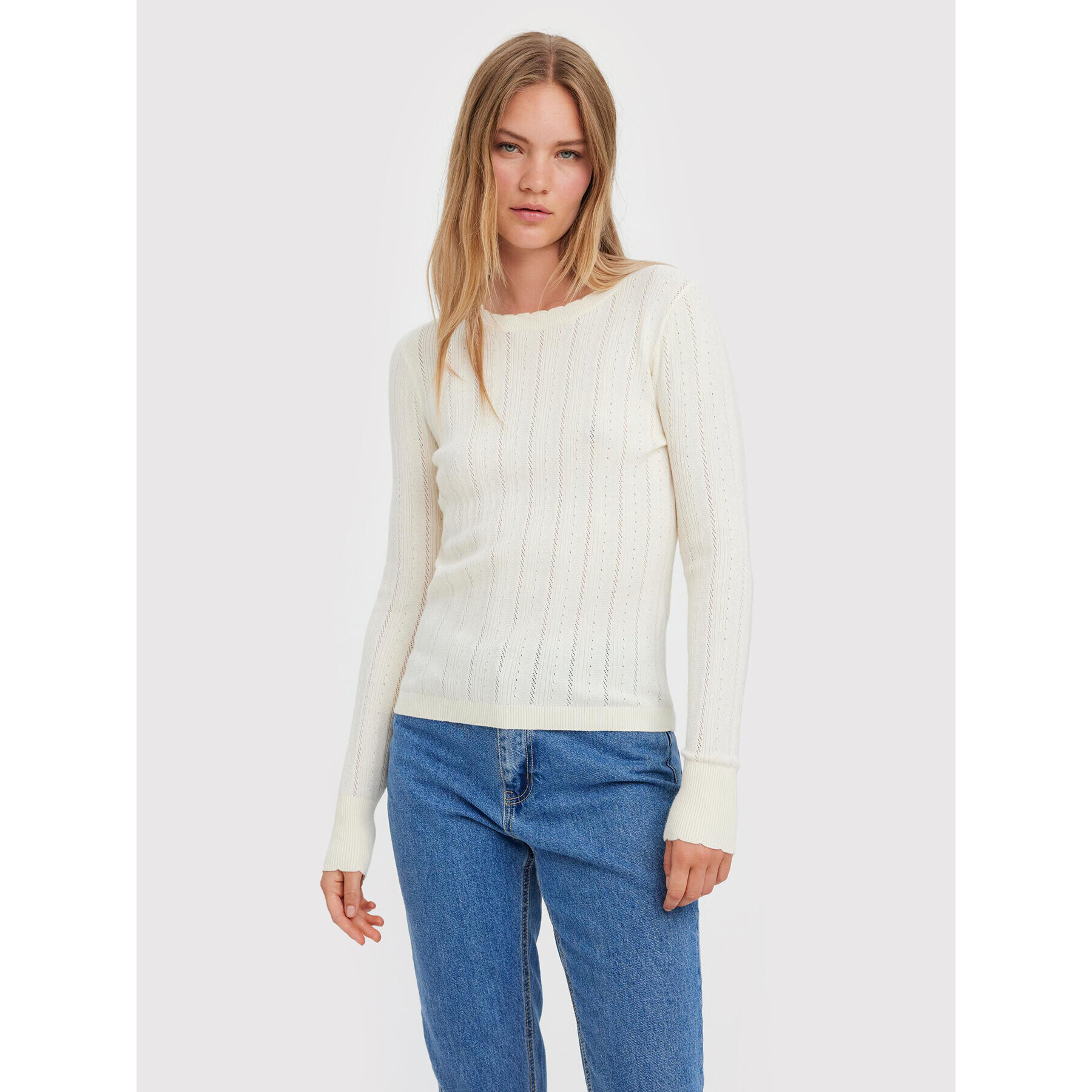 Vero Moda Sweater Karis 10268004 Ekru Regular Fit - Pepit.hu