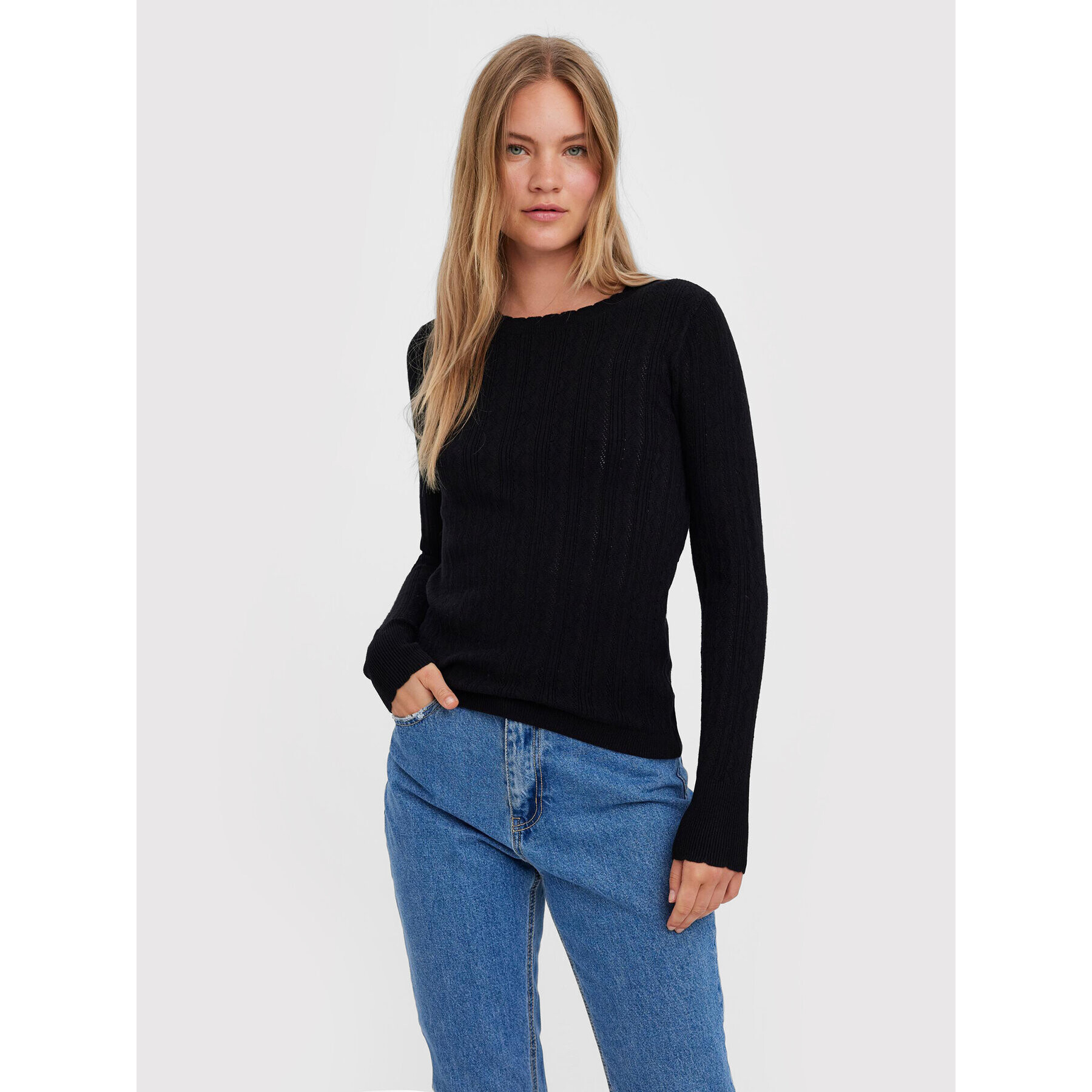 Vero Moda Sweater Karis 10268004 Fekete Regular Fit - Pepit.hu