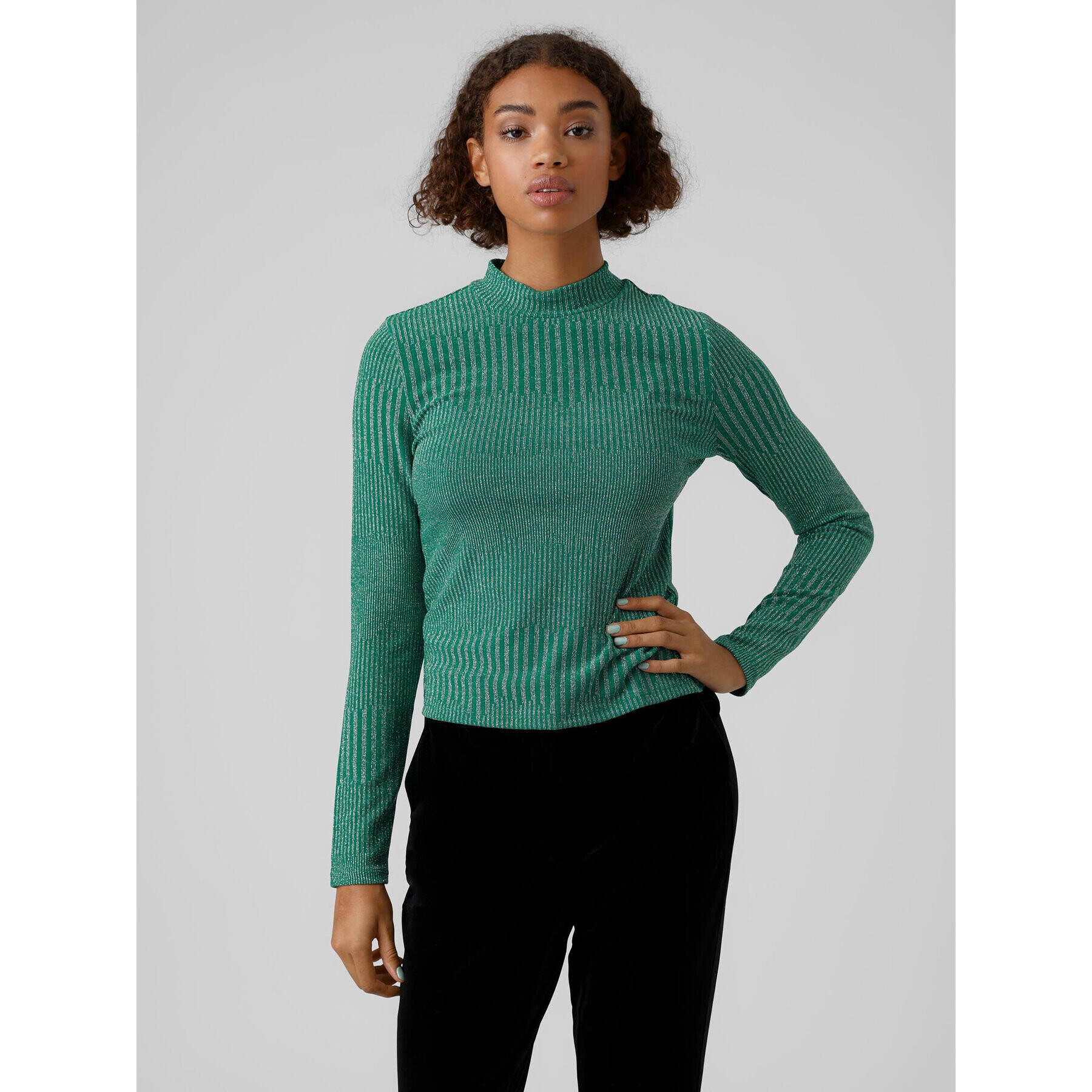 Vero Moda Sweater Karita 10276592 Zöld Regular Fit - Pepit.hu