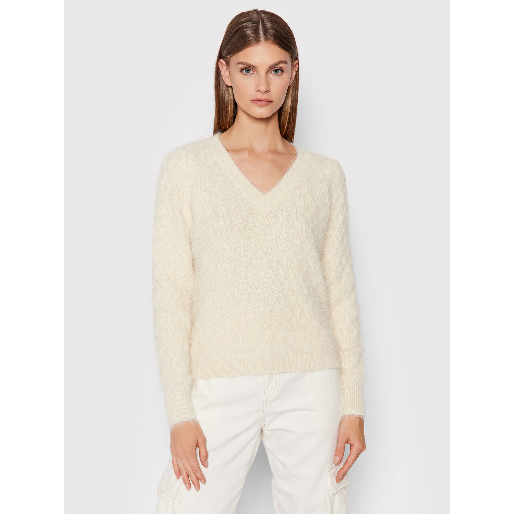 Vero Moda Sweater Poilu 10248753 Fehér Regular Fit - Pepit.hu