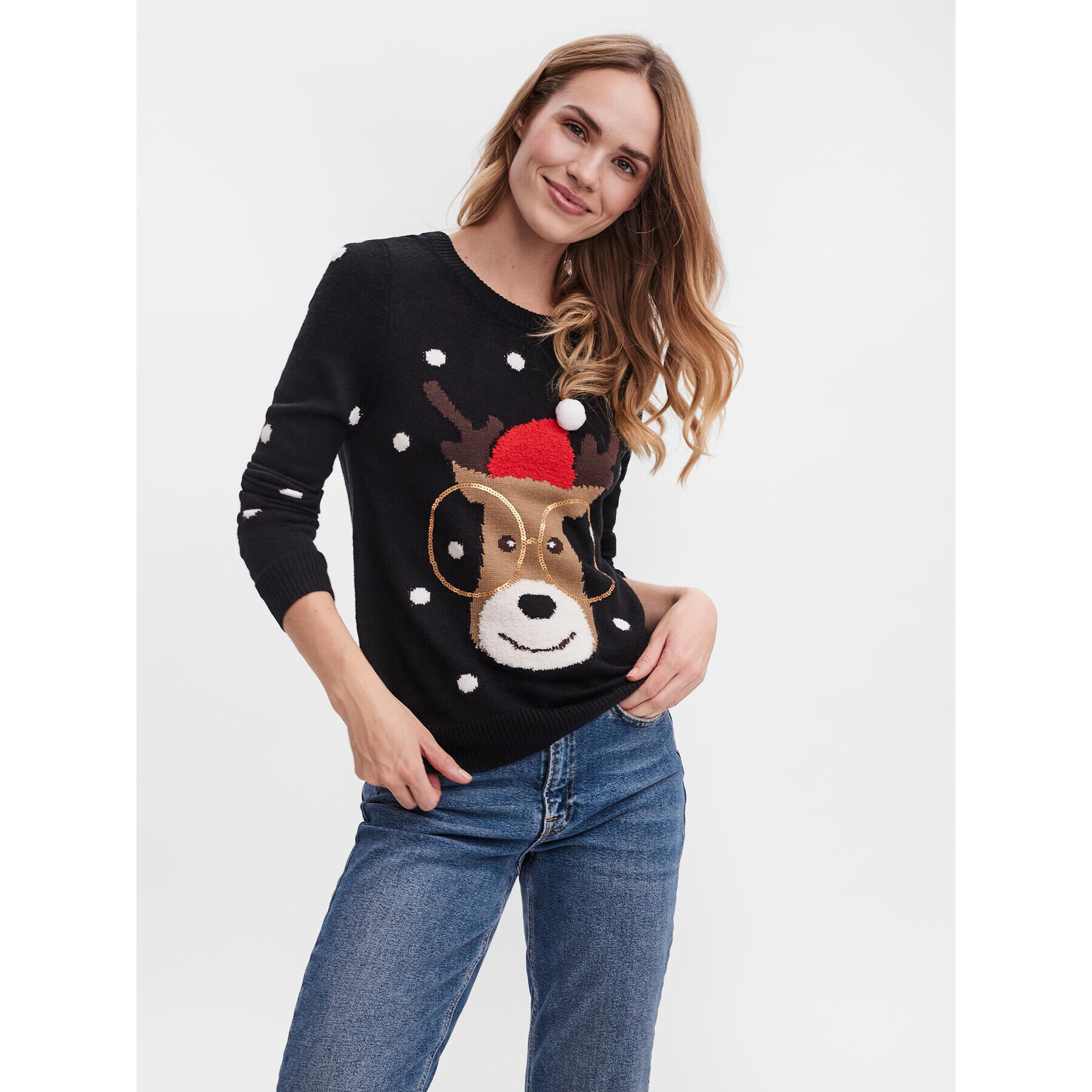 Vero Moda Sweater Tinsel 10250538 Fekete Relaxed Fit - Pepit.hu