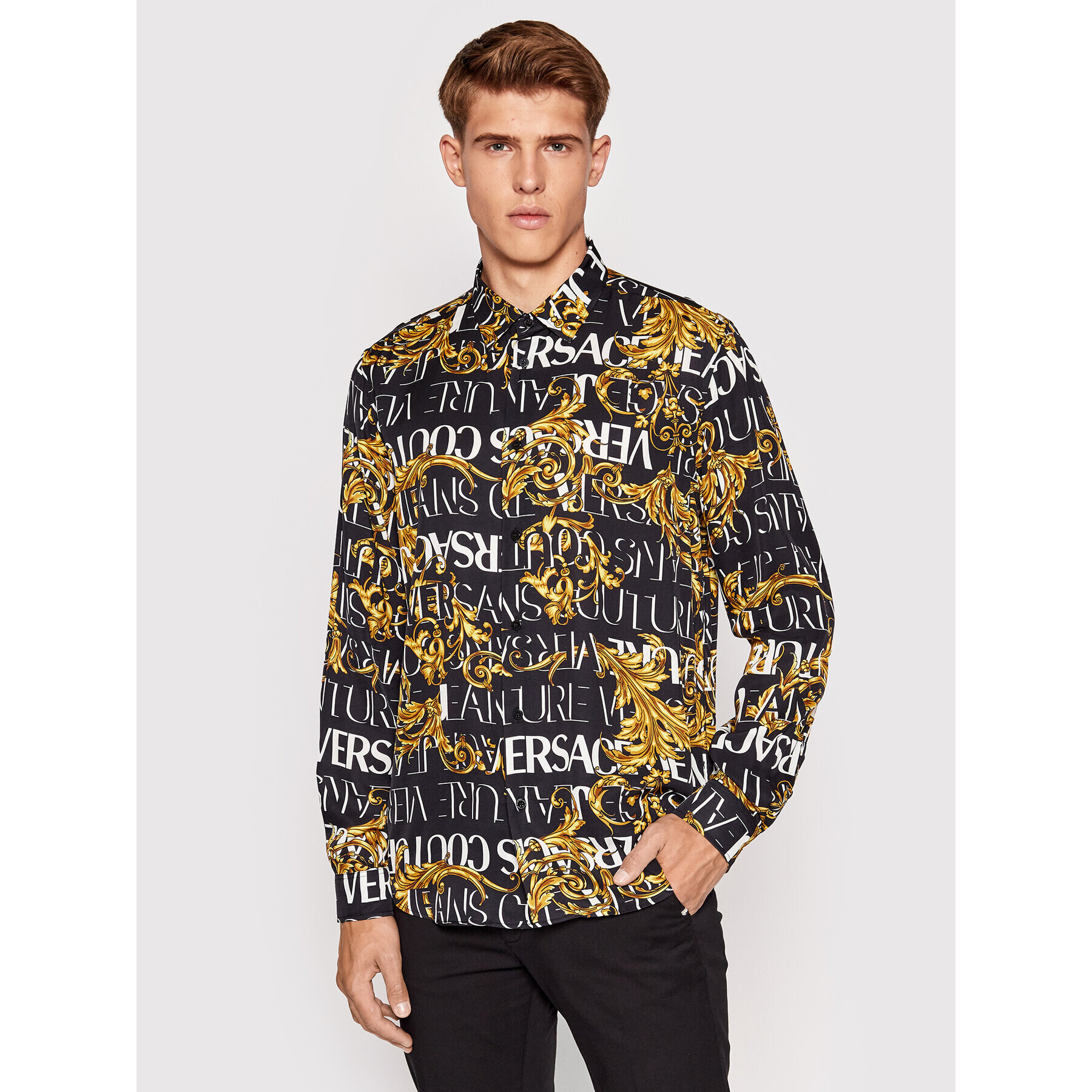 Versace Jeans Couture Ing Baroque 73GAL2R0 Fekete Regular Fit - Pepit.hu