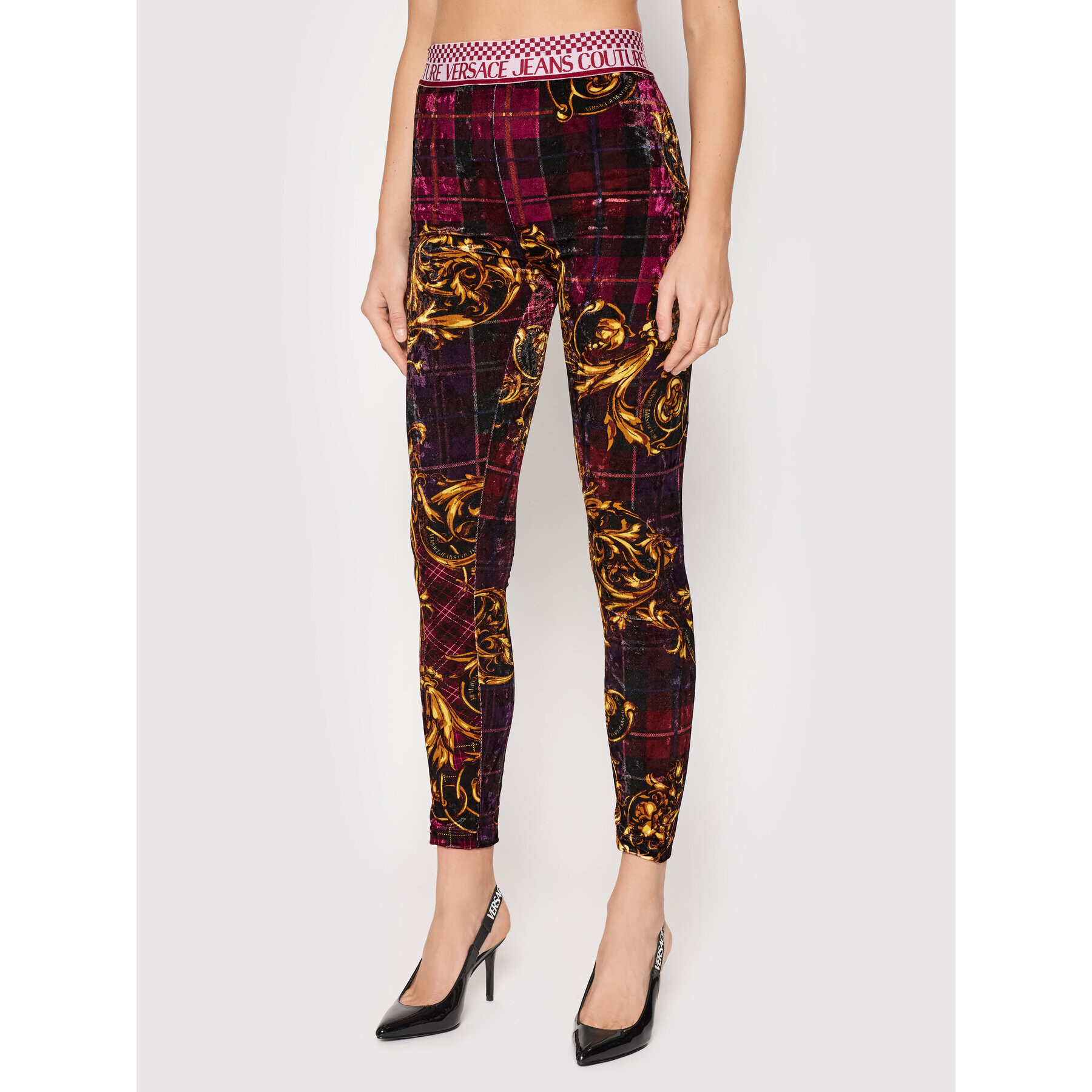 Versace Jeans Couture Leggings 71HAC101 Bordó Slim Fit - Pepit.hu