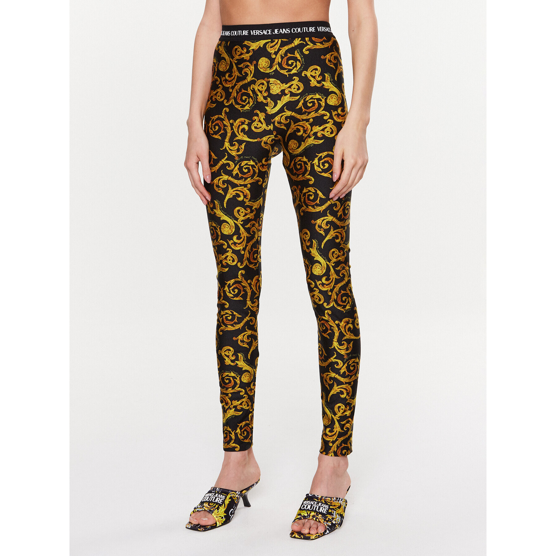 Versace Jeans Couture Leggings 74HAC101 Fekete Regular Fit - Pepit.hu