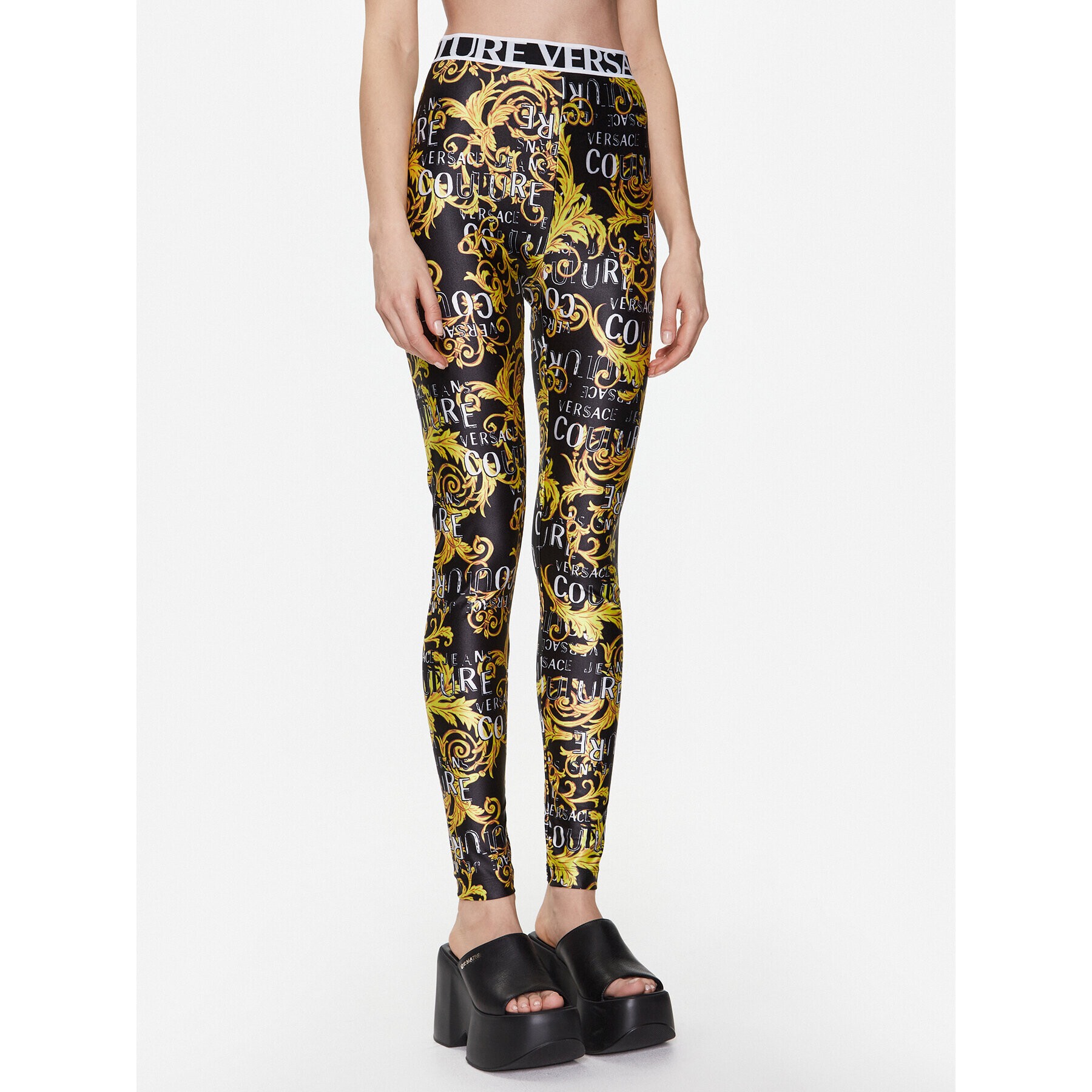 Versace Jeans Couture Leggings 74HAC101 Fekete Slim Fit - Pepit.hu