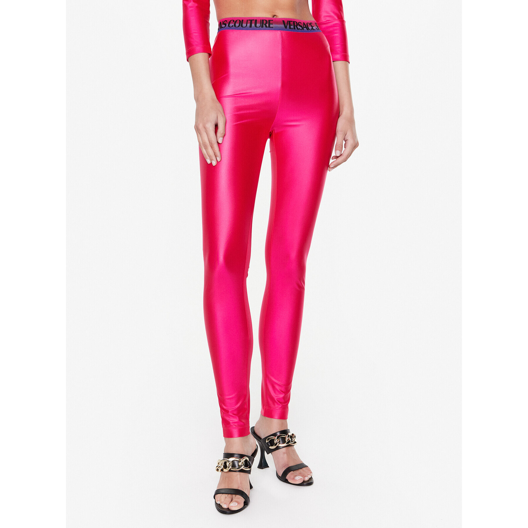 Versace Jeans Couture Leggings 74HAC101 Rózsaszín Slim Fit - Pepit.hu