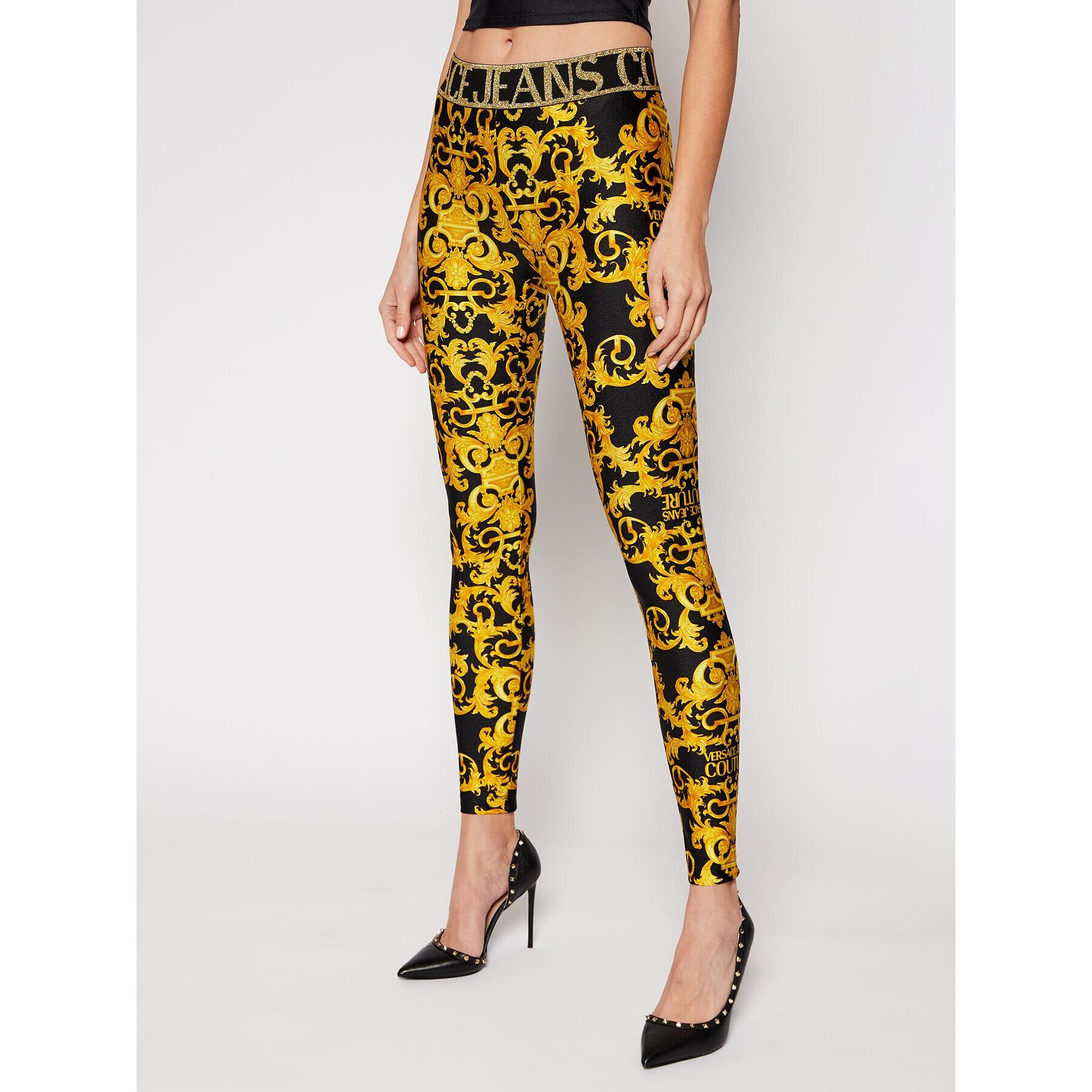 Versace Jeans Couture Leggings D5WHA101 Fekete Slim Fit - Pepit.hu