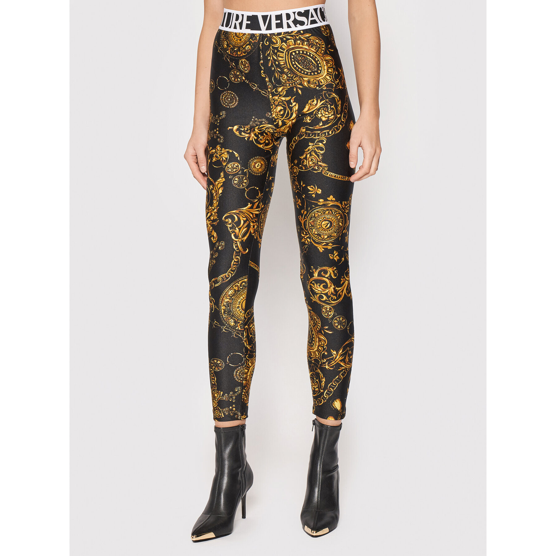 Versace Jeans Couture Leggings Regalia Baroque 71HAC101 Fekete Slim Fit - Pepit.hu