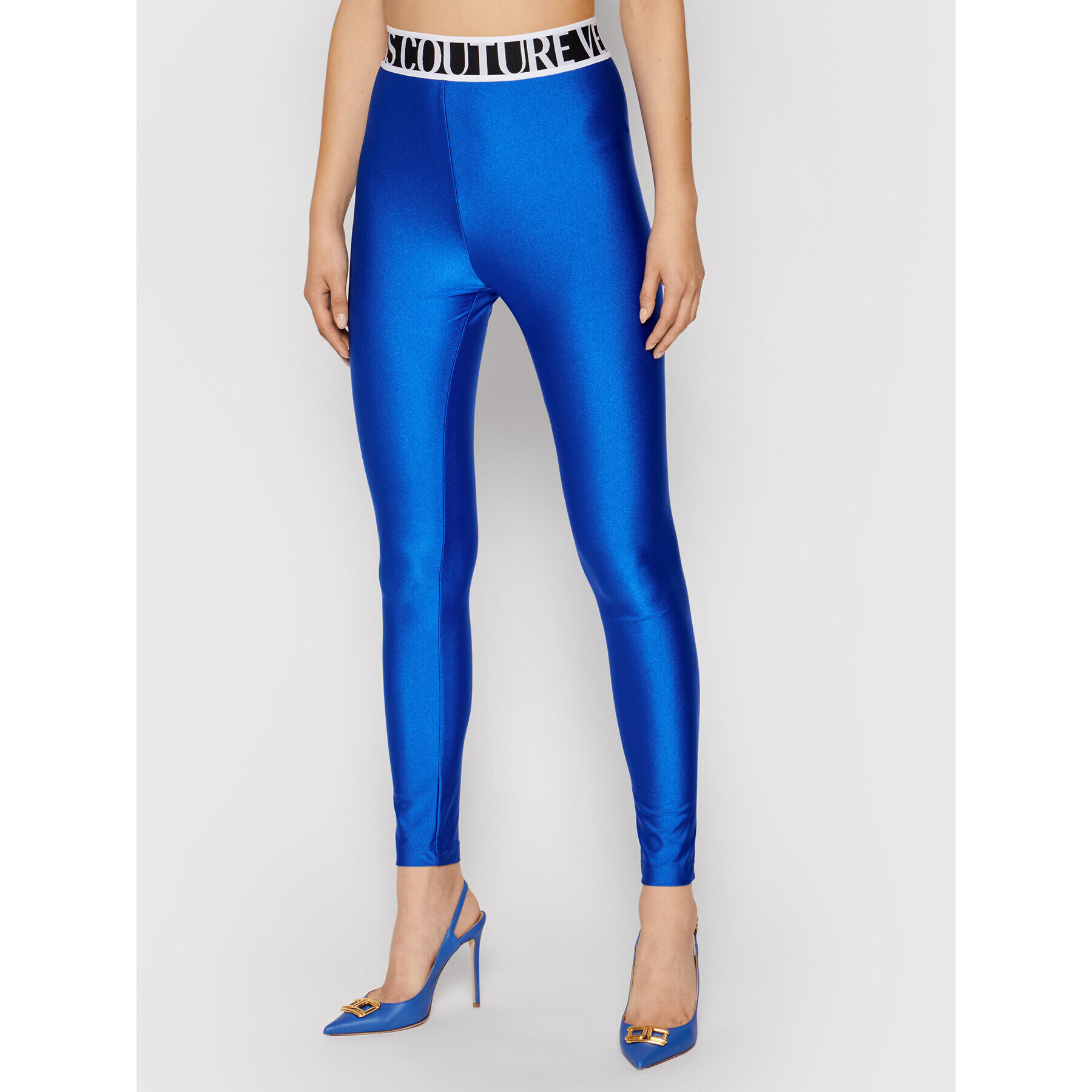 Versace Jeans Couture Leggings Shiny Lycra Sumatra 71HAC101 Kék Slim Fit - Pepit.hu