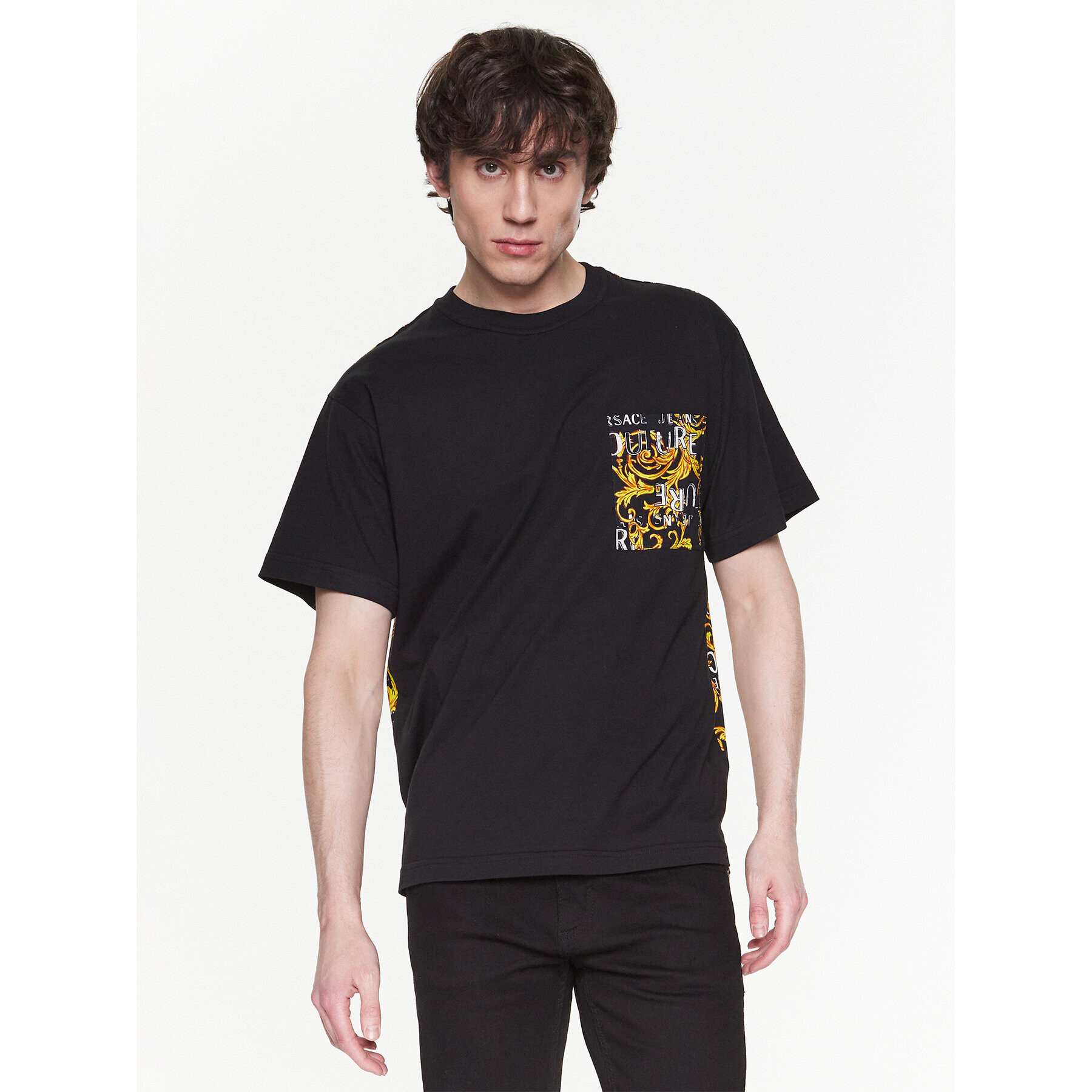 Versace Jeans Couture Póló 74GAH6R0 Fekete Regular Fit - Pepit.hu