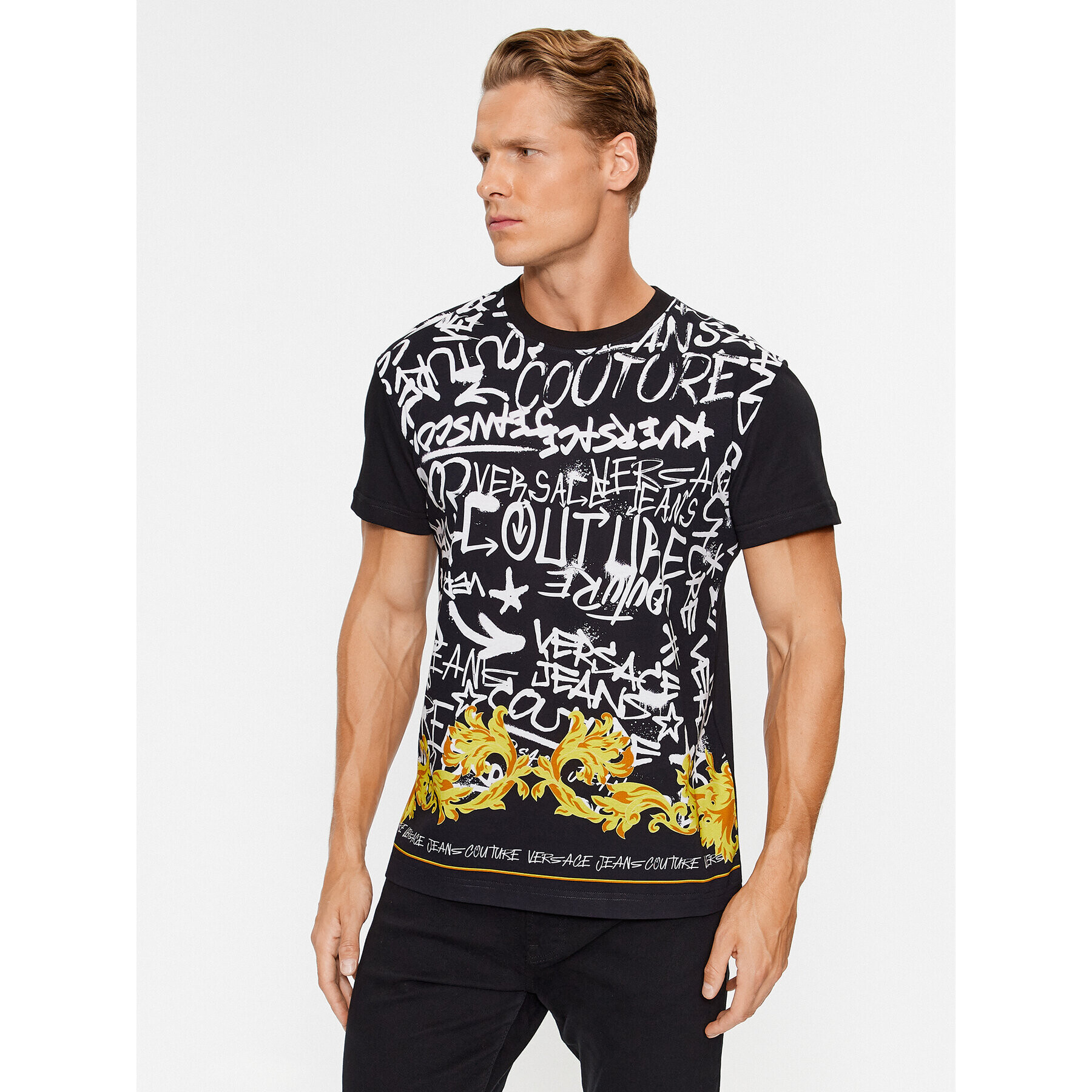 Versace Jeans Couture Póló 75GAH6SG Fekete Regular Fit - Pepit.hu