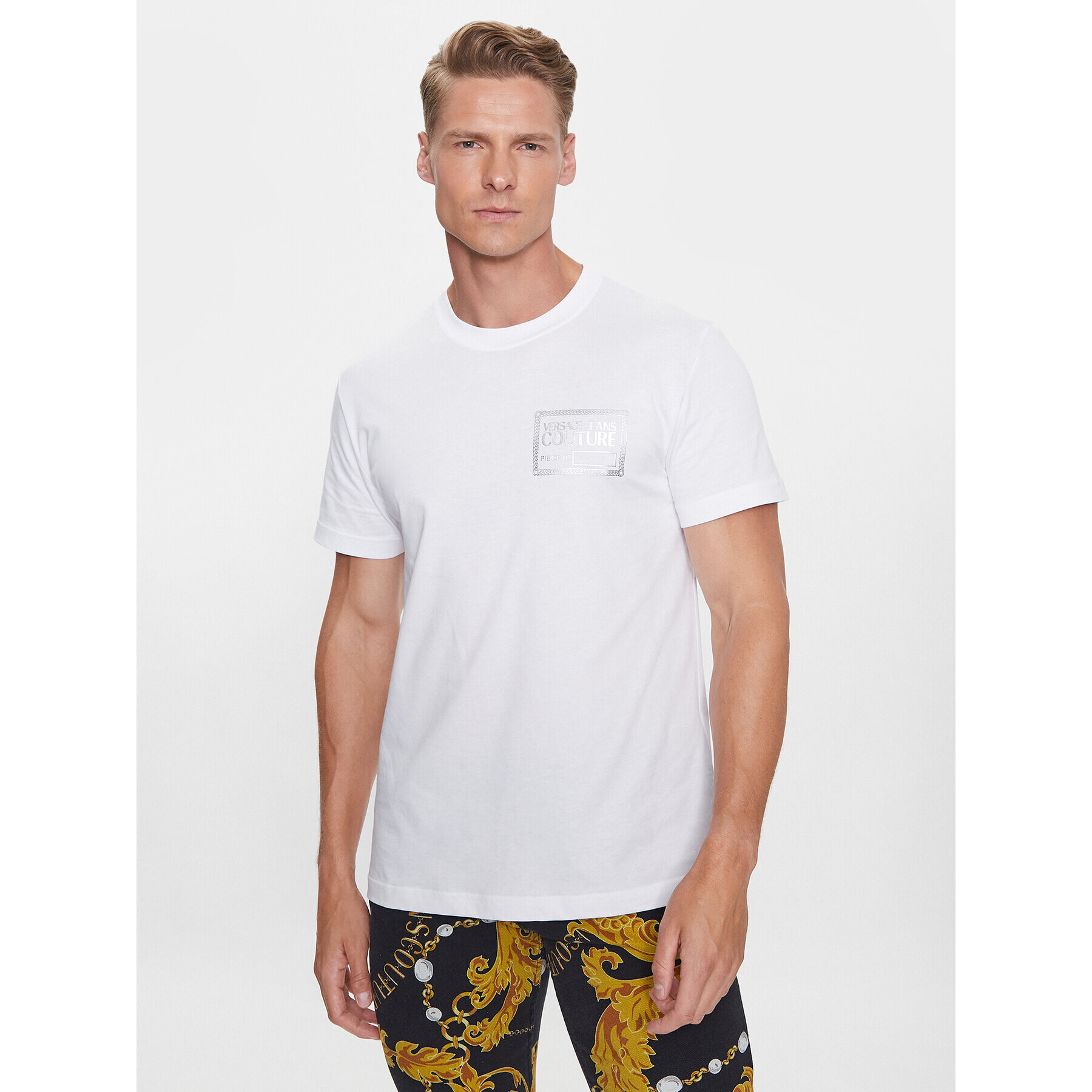 Versace Jeans Couture Póló 75GAHT12 Fehér Regular Fit - Pepit.hu