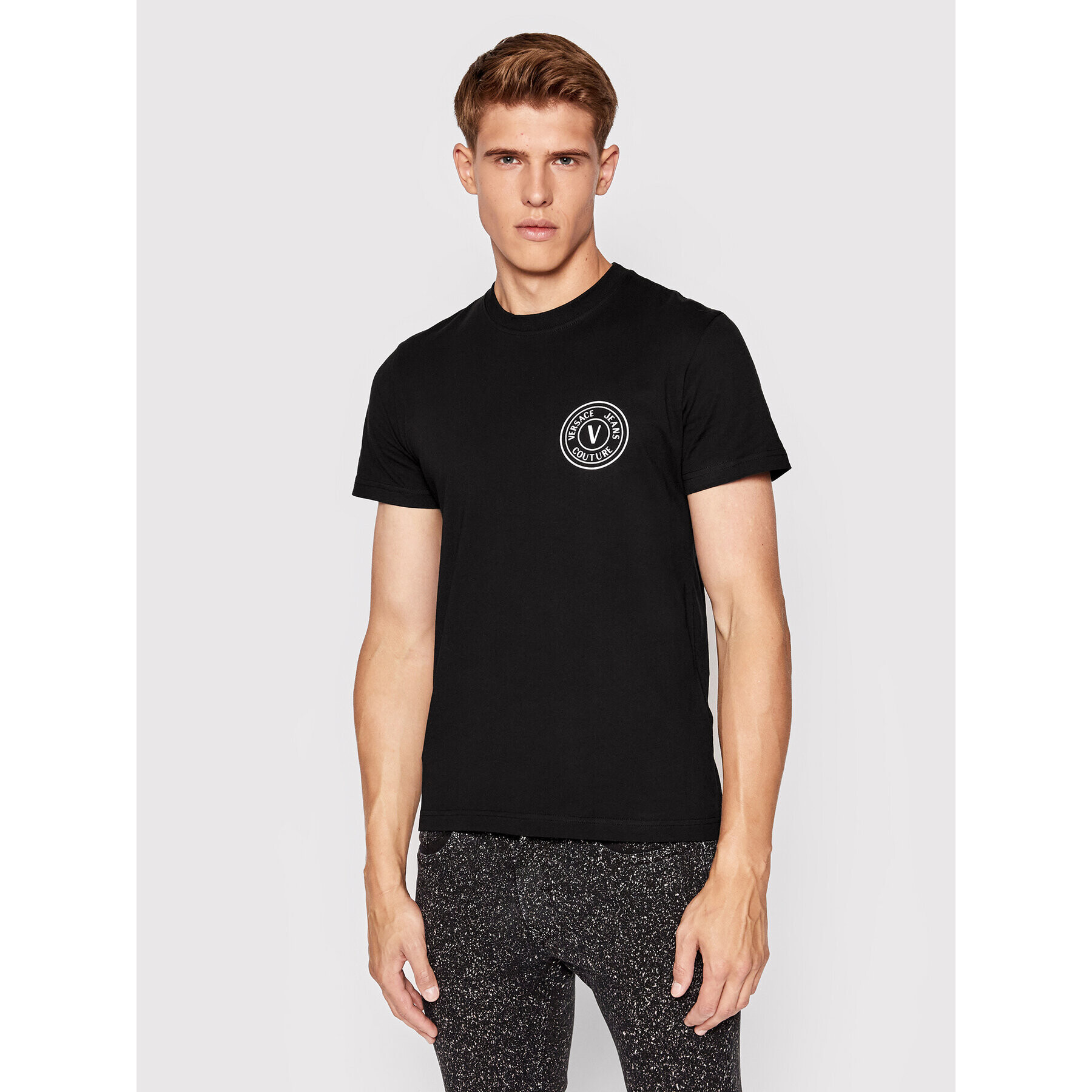 Versace Jeans Couture Póló Vemblem Rub 73GAHT06 Fekete Regular Fit - Pepit.hu