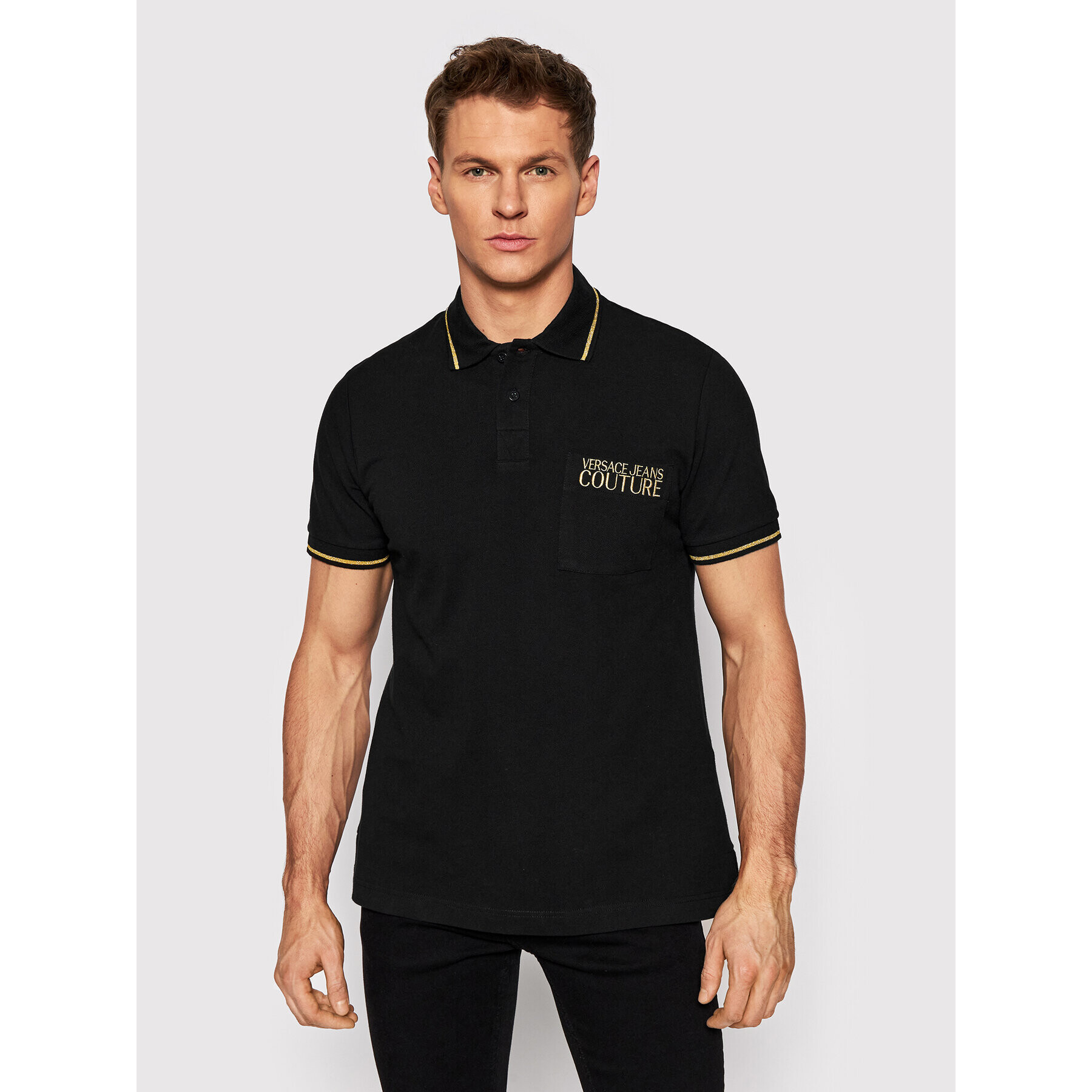 Versace Jeans Couture Pólóing 72GAGT01 Fekete Regular Fit - Pepit.hu