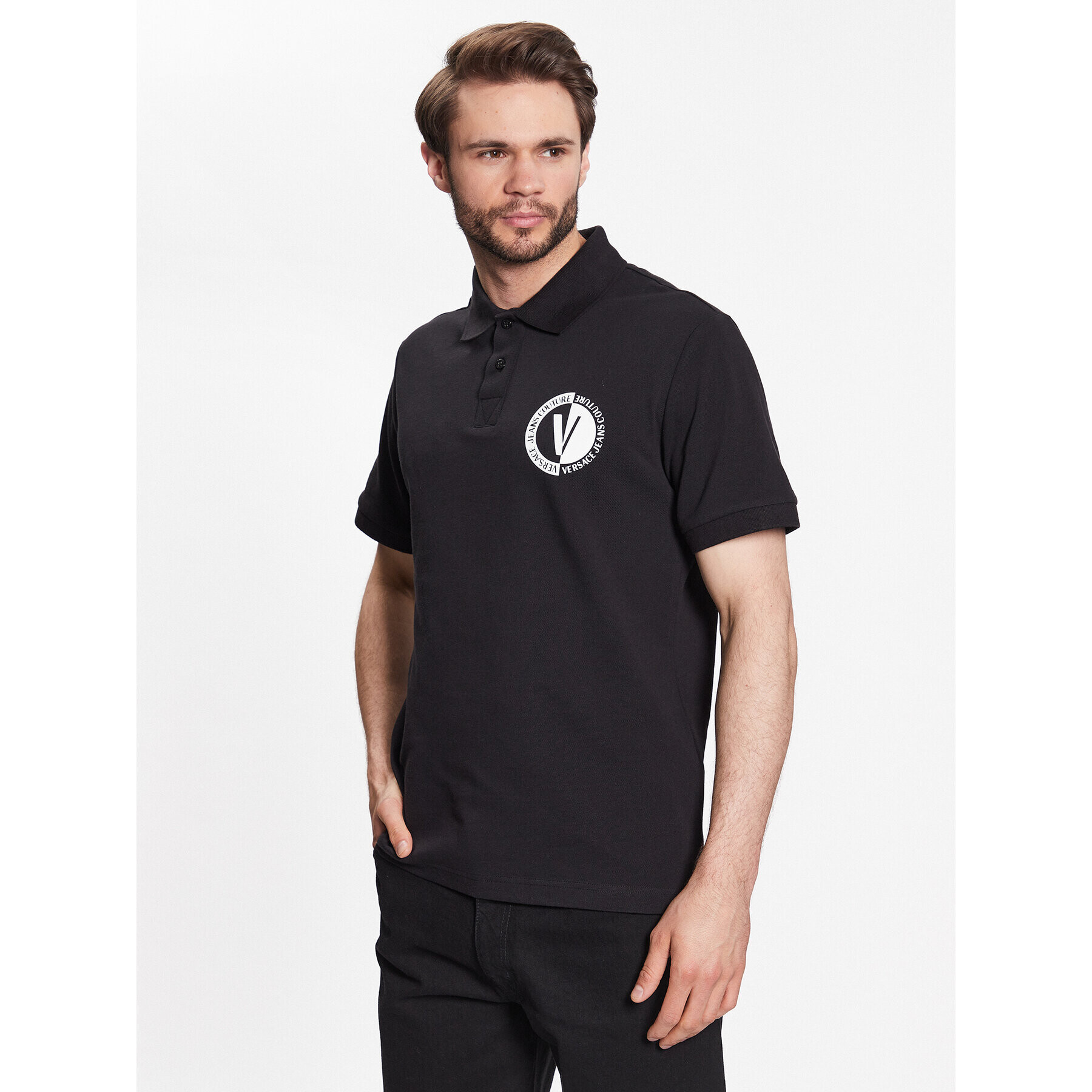 Versace Jeans Couture Pólóing 74GAGI06 Fekete Regular Fit - Pepit.hu