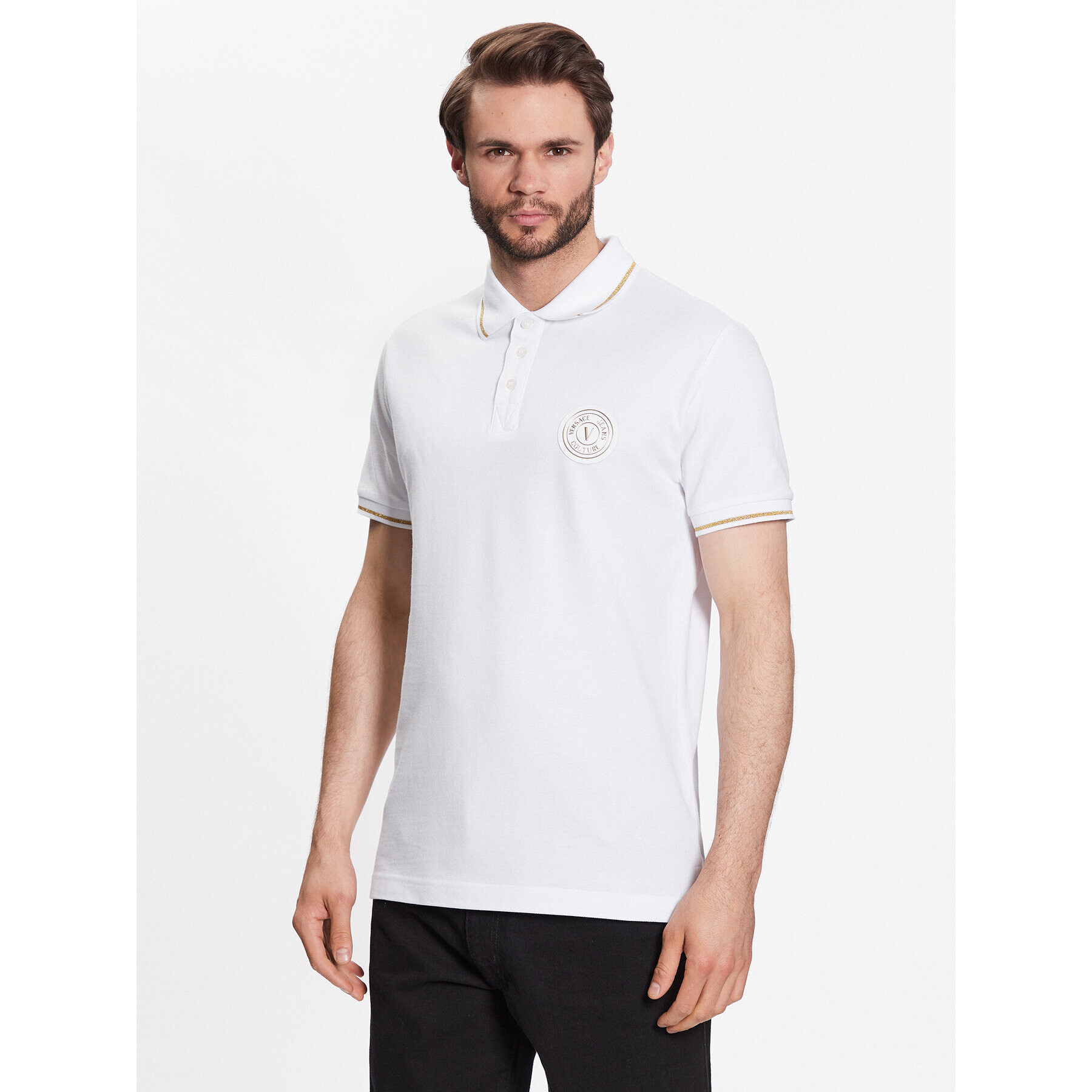 Versace Jeans Couture Pólóing 74GAGT08 Fehér Regular Fit - Pepit.hu