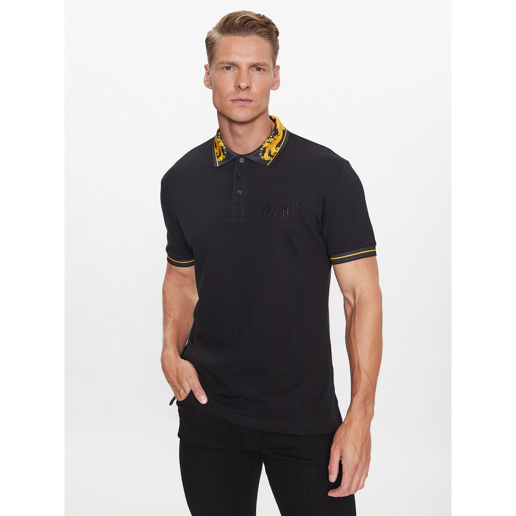 Versace Jeans Couture Pólóing 75GAGT05 Fekete Regular Fit - Pepit.hu