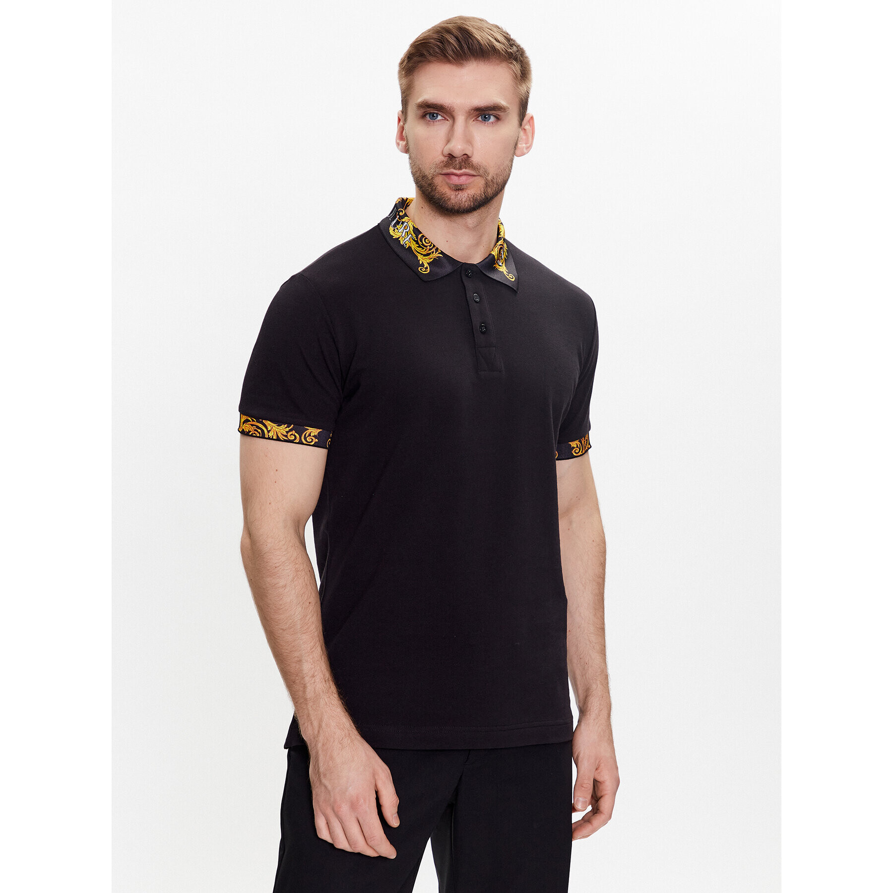 Versace Jeans Couture Pólóing Baroque 74GAGT18 Fekete Regular Fit - Pepit.hu