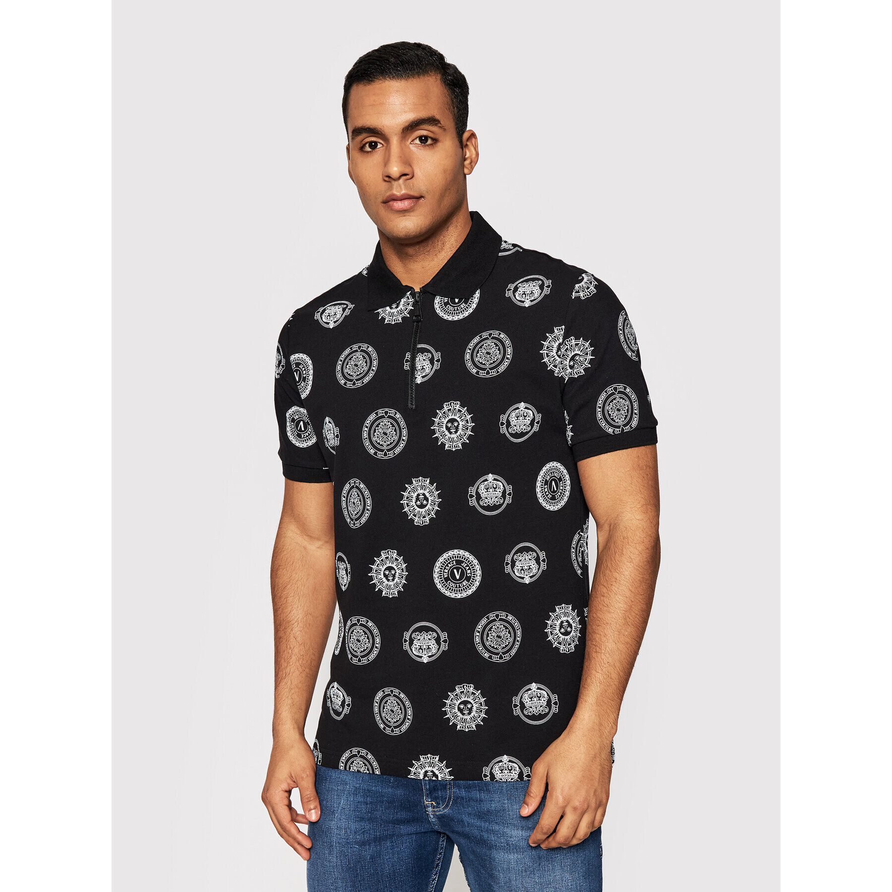 Versace Jeans Couture Pólóing Print Coin 72GAG626 Fekete Regular Fit - Pepit.hu