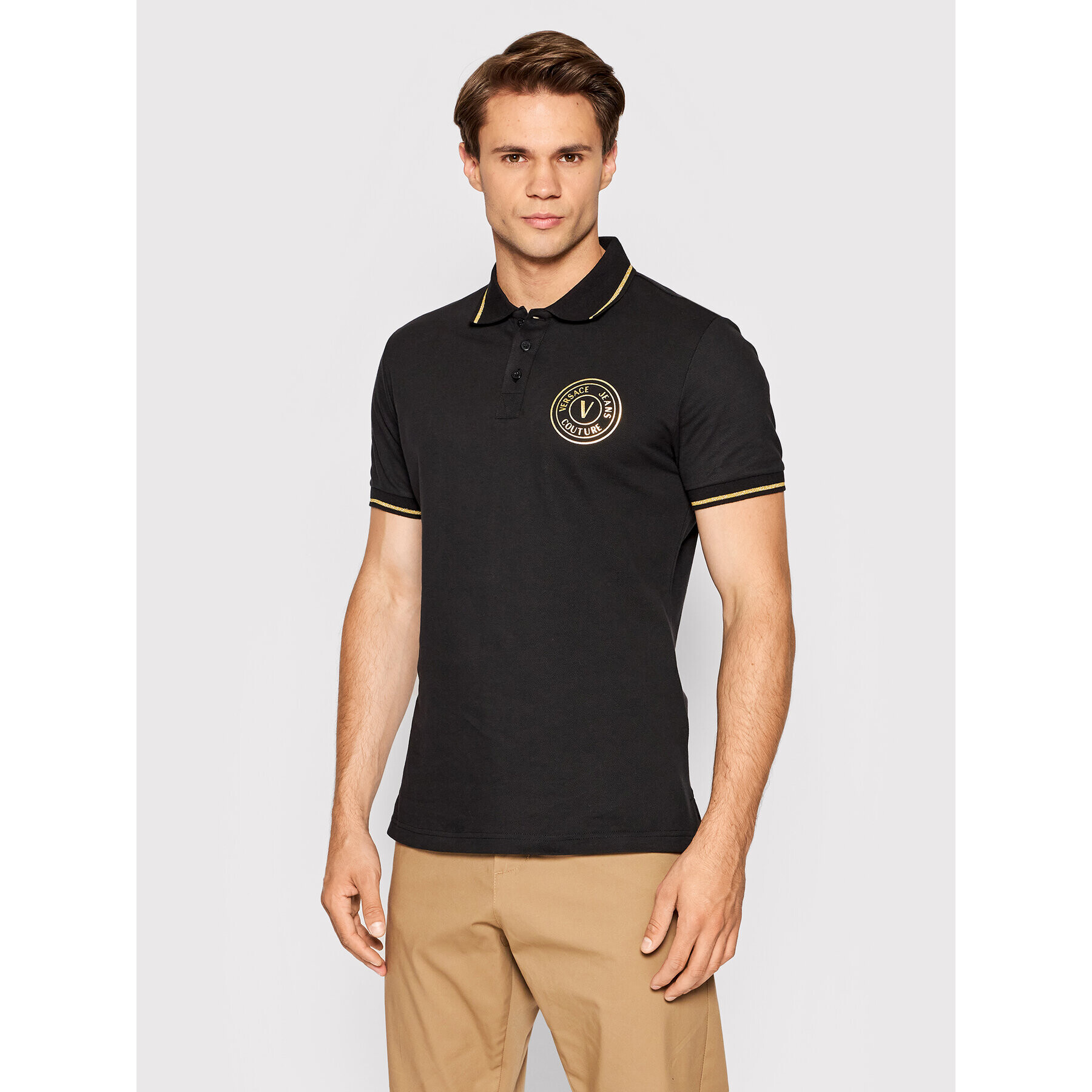 Versace Jeans Couture Pólóing Vemblem Thick Foil 73GAGT01 Fekete Regular Fit - Pepit.hu