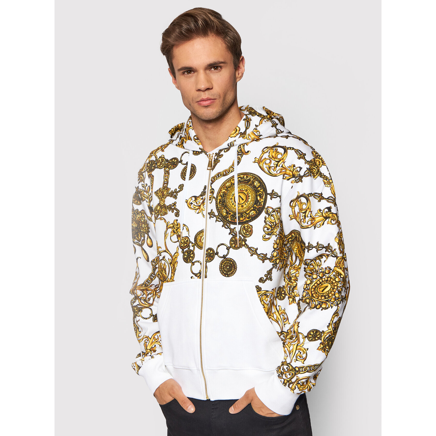 Versace Jeans Couture Pulóver 71GAI3Z1 Fehér Regular Fit - Pepit.hu