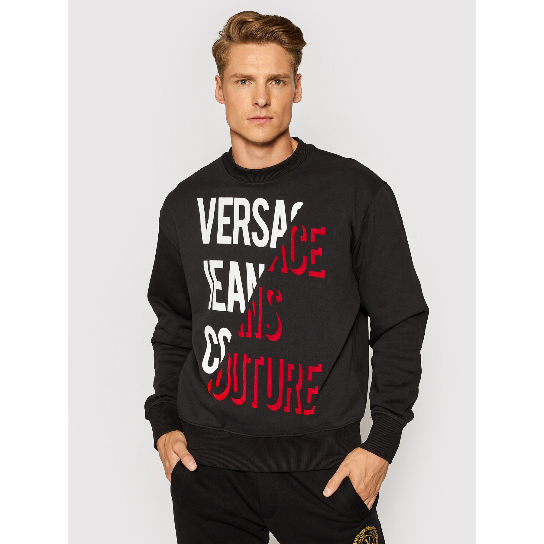 Versace Jeans Couture Pulóver 71GAIF04 Fekete Regular Fit - Pepit.hu