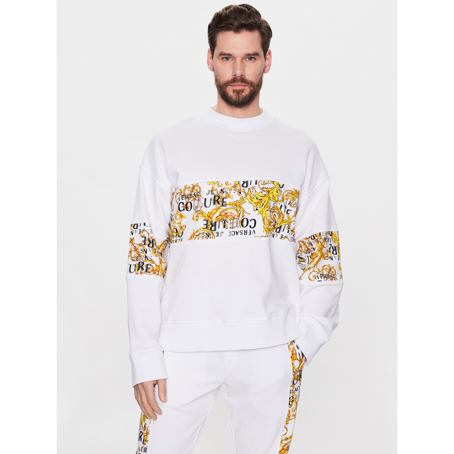 Versace Jeans Couture Pulóver 74GAI309 Fehér Regular Fit - Pepit.hu