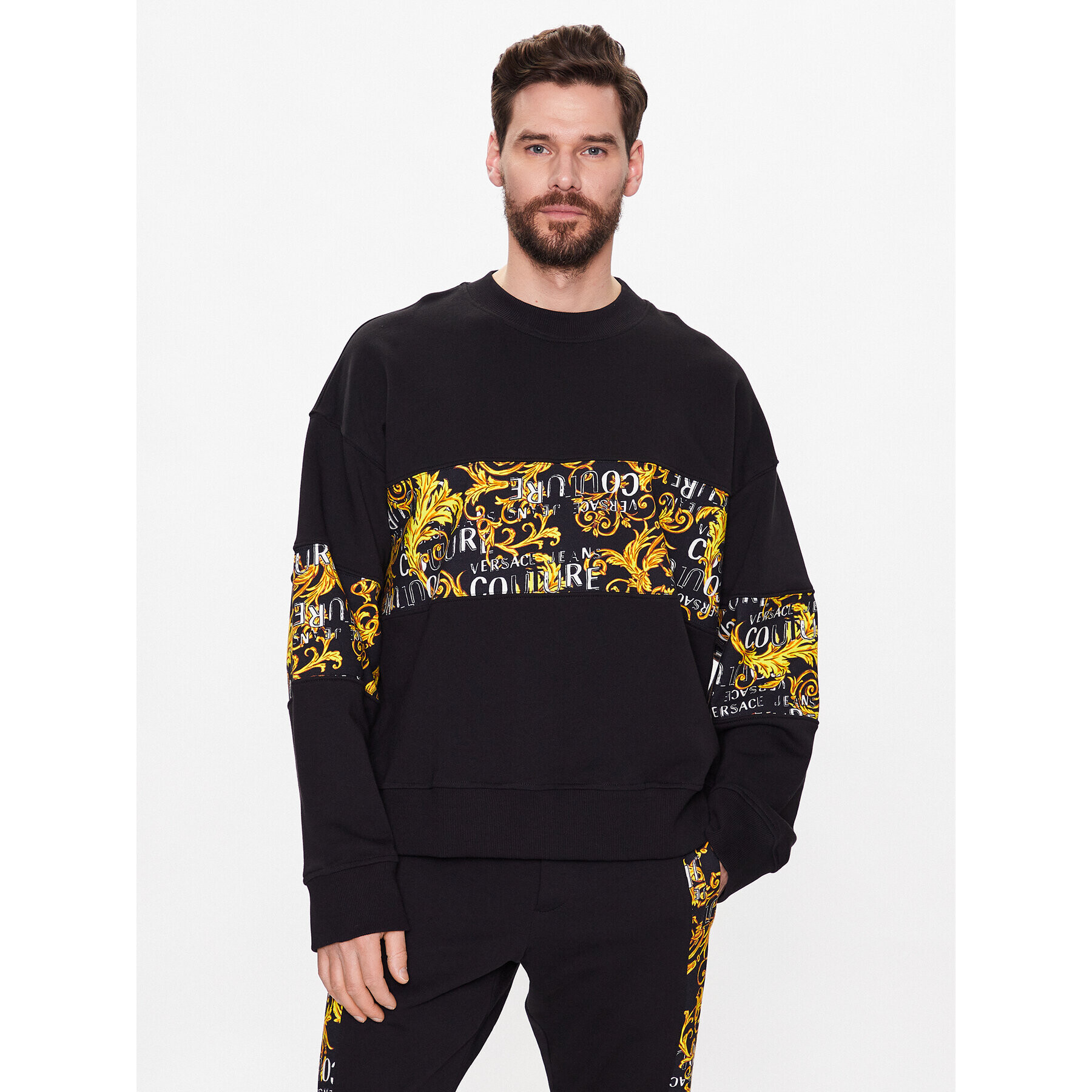 Versace Jeans Couture Pulóver 74GAI309 Fekete Regular Fit - Pepit.hu