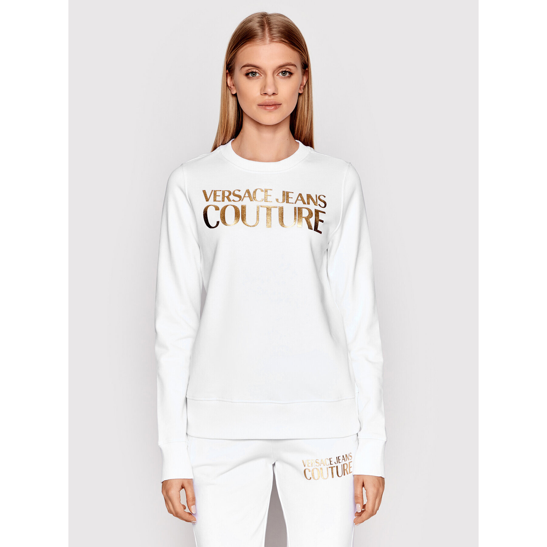 Versace Jeans Couture Pulóver Logo 72HAIT01 Fehér Regular Fit - Pepit.hu