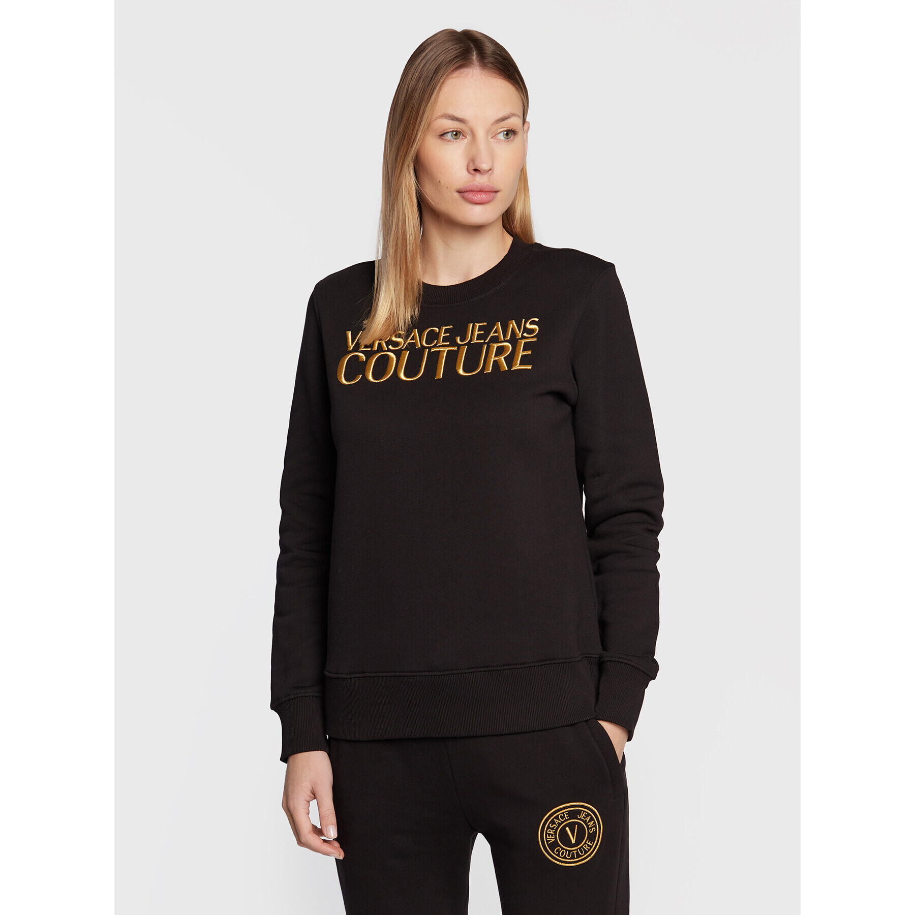 Versace Jeans Couture Pulóver Logo 73HAIT01 Fekete Regular Fit - Pepit.hu