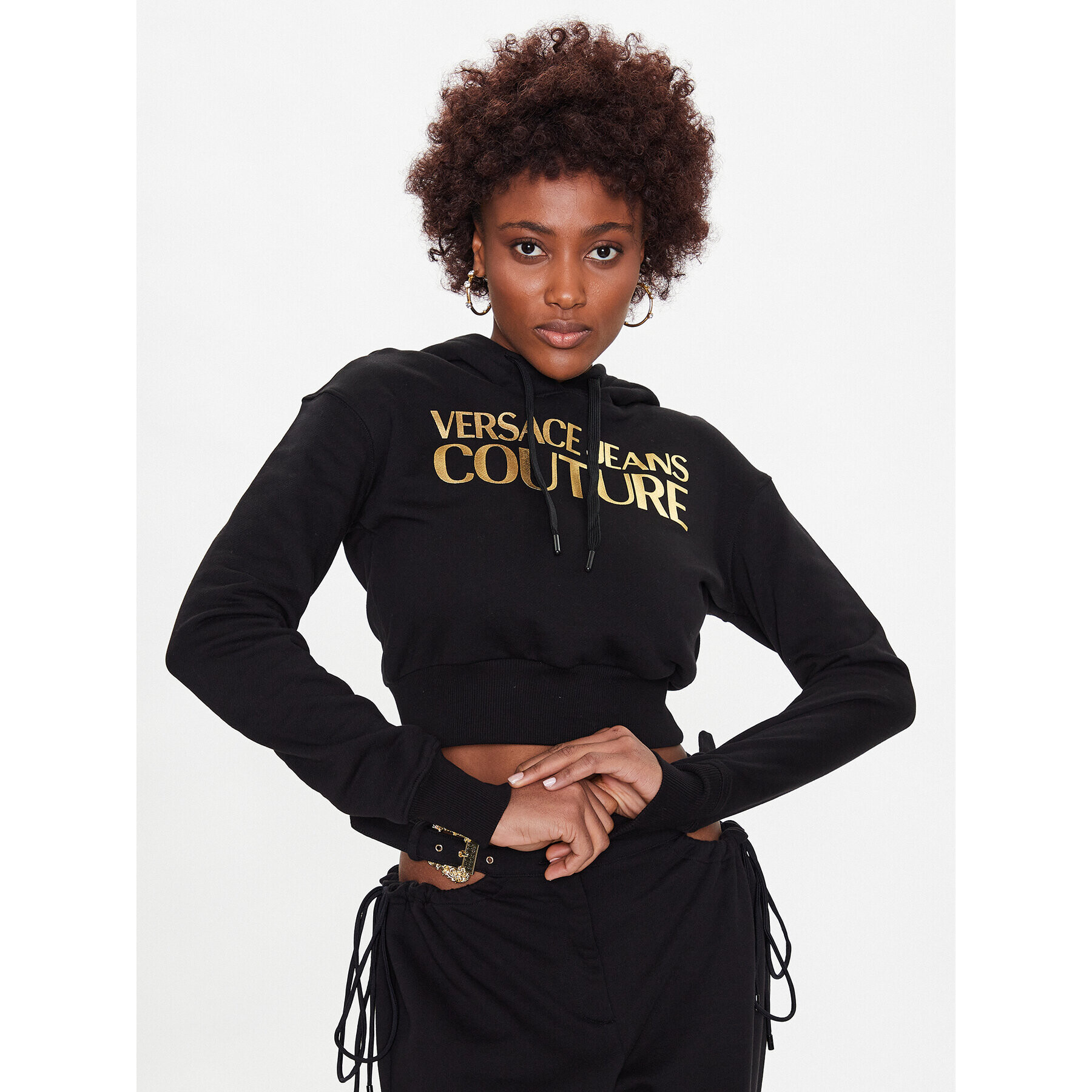 Versace Jeans Couture Pulóver Logo Thick Foil 74HAIT01 Fekete Regular Fit - Pepit.hu