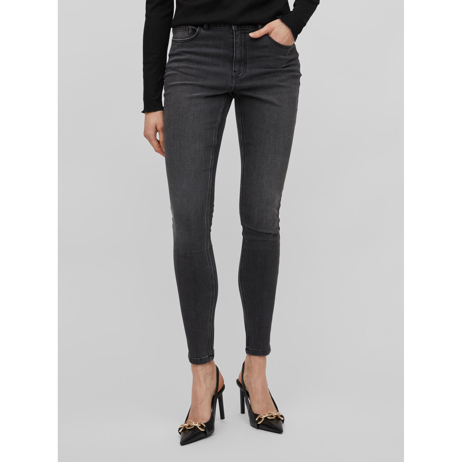 Vila Farmer Sarah 14084763 Szürke Skinny Fit - Pepit.hu