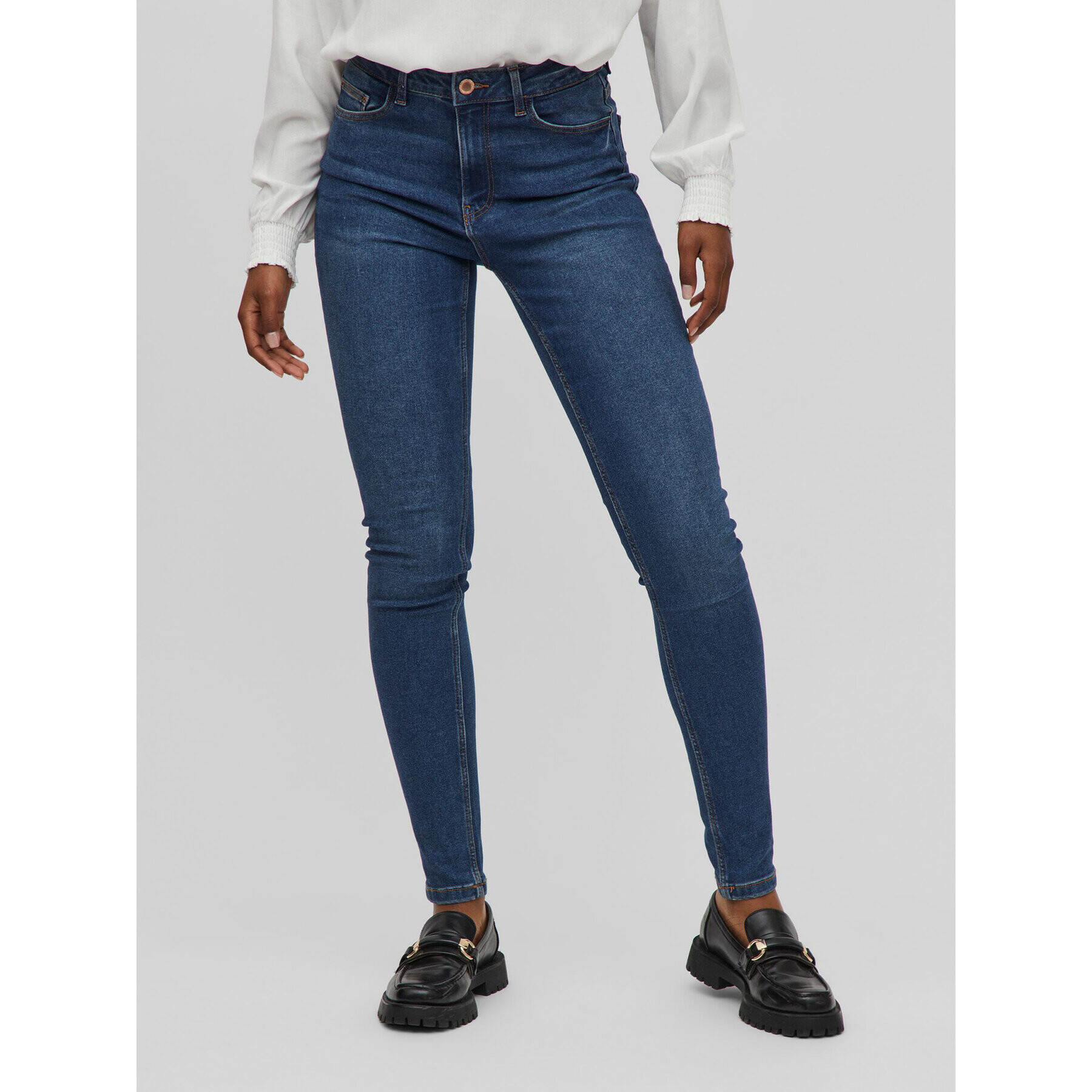 Vila Farmer Skinnie 14077833 Sötétkék Skinny Fit - Pepit.hu