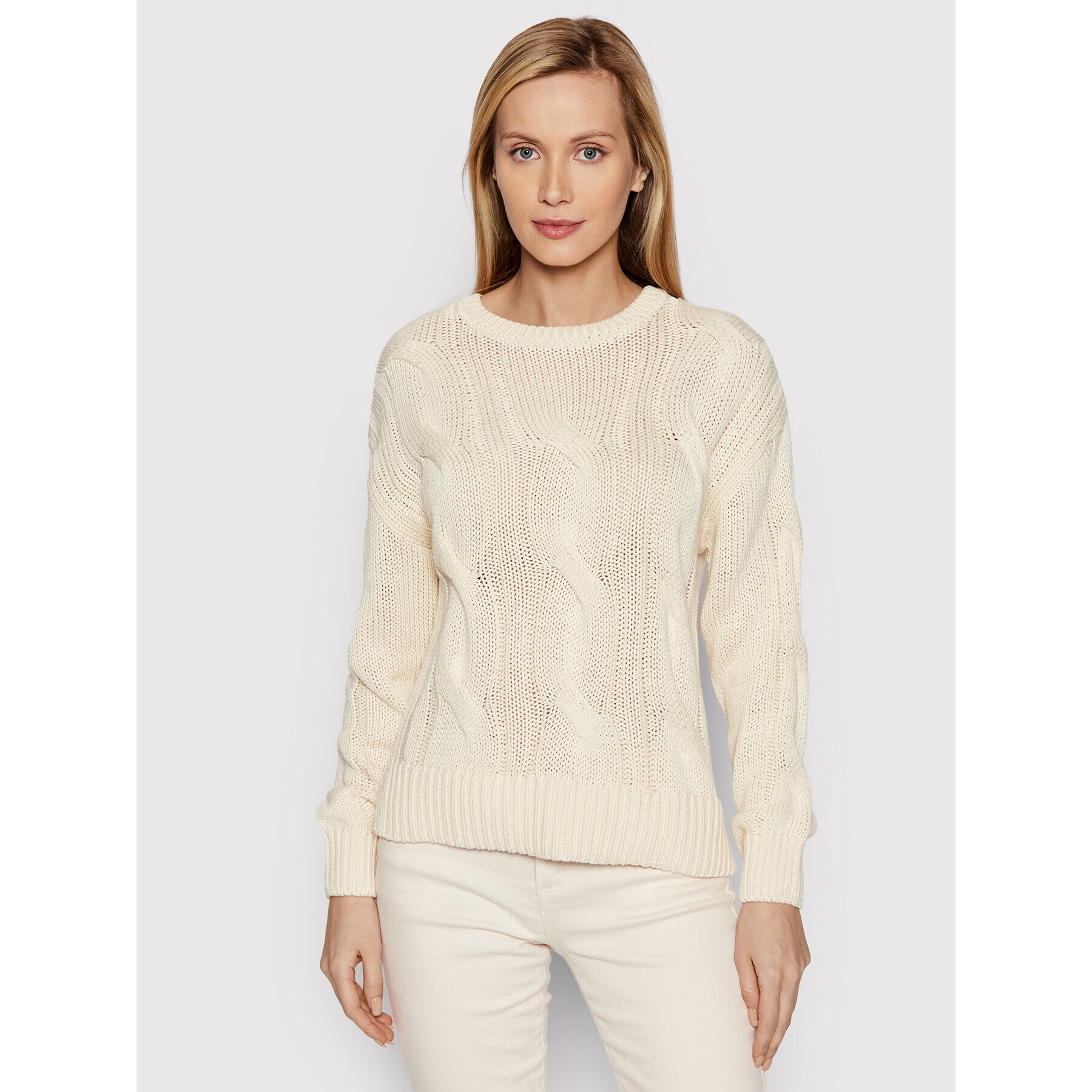 Vila Sweater Annali 14073034 Ekru Relaxed Fit - Pepit.hu