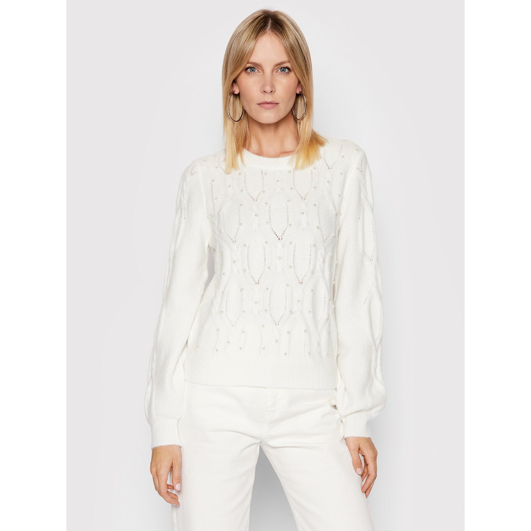 Vila Sweater Flinka 14068232 Fehér Regular Fit - Pepit.hu