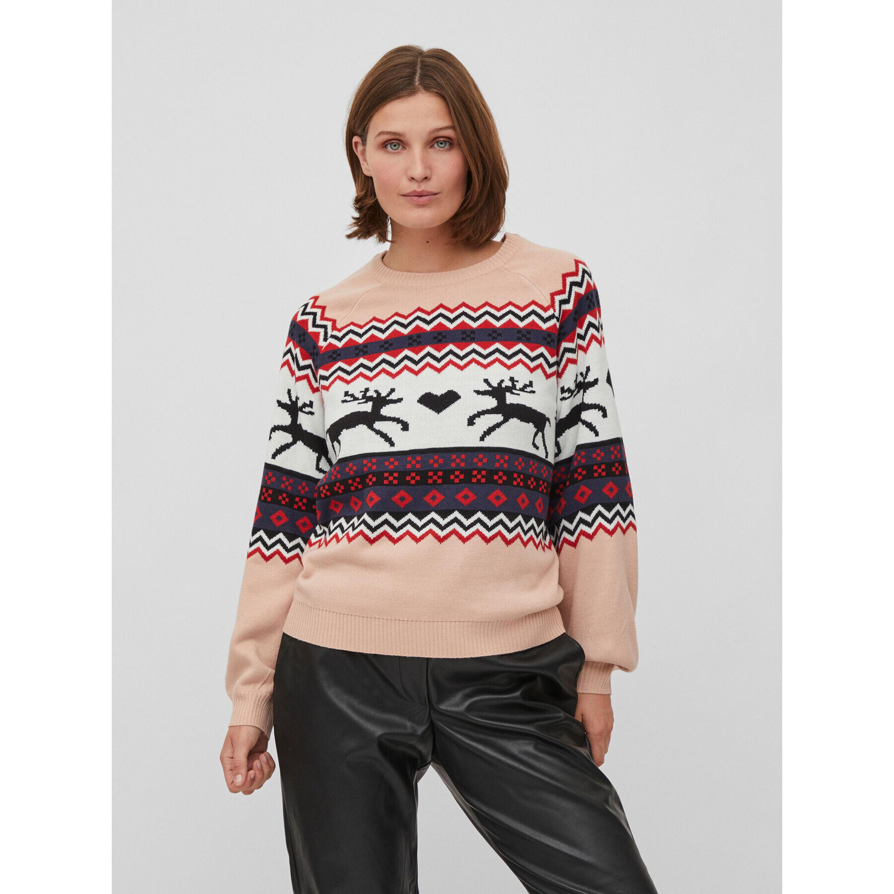 Vila Sweater Holiday 14081815 Rózsaszín Regular Fit - Pepit.hu