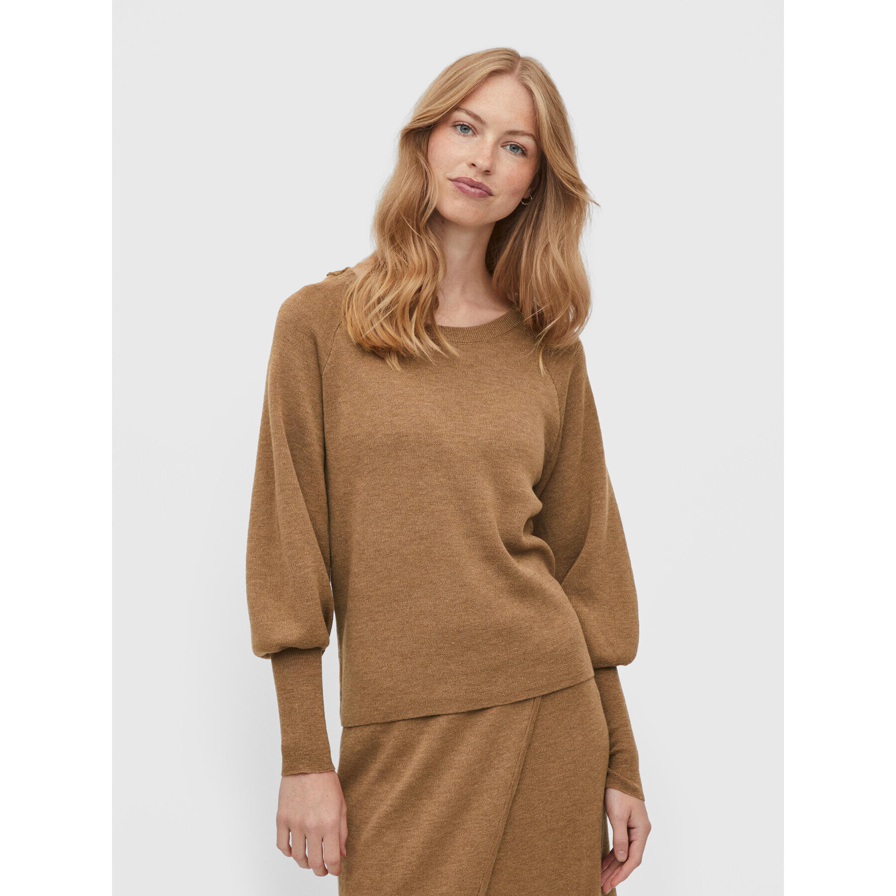 Vila Sweater Marla 14076045 Barna Relaxed Fit - Pepit.hu