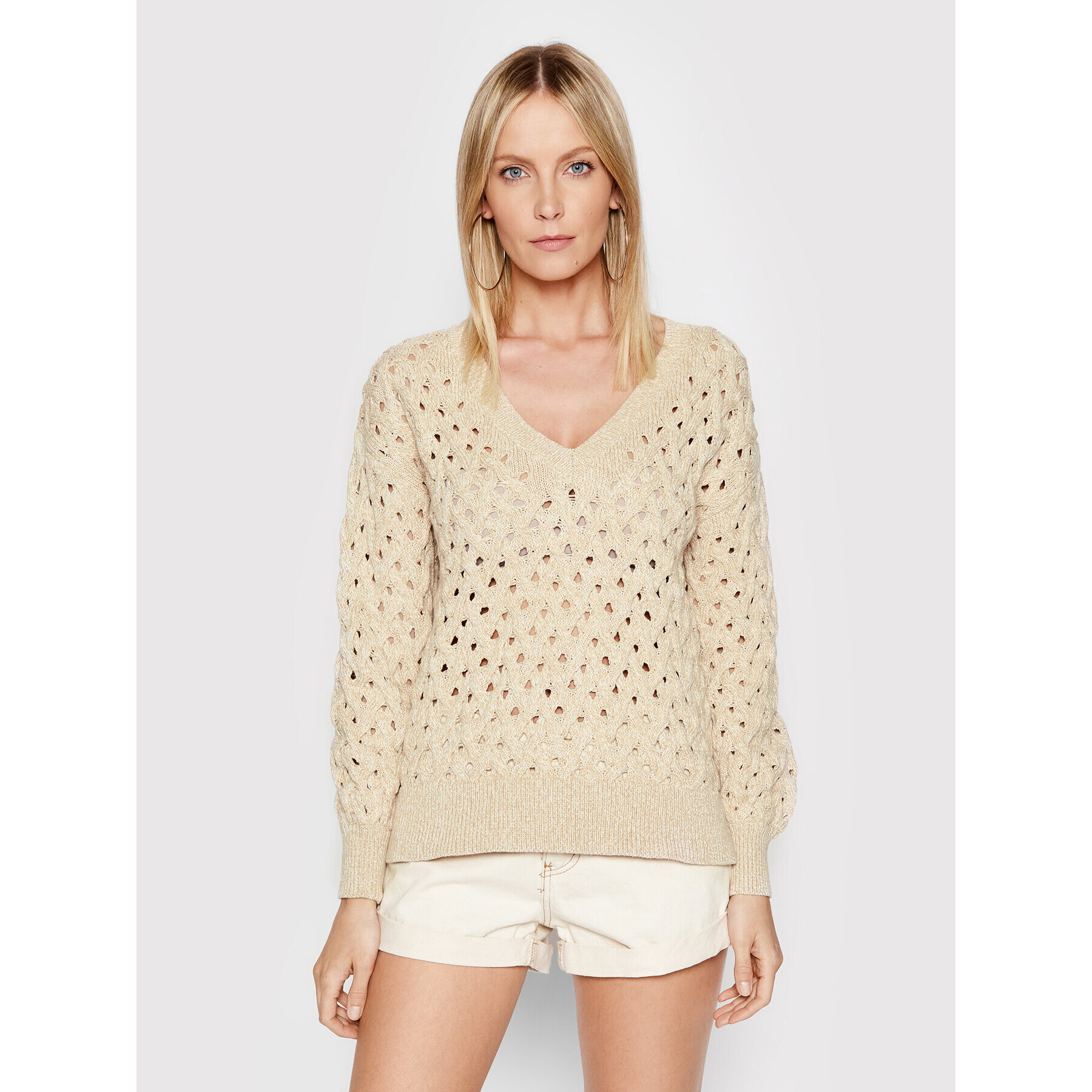 Vila Sweater Myla 14072960 Bézs Relaxed Fit - Pepit.hu