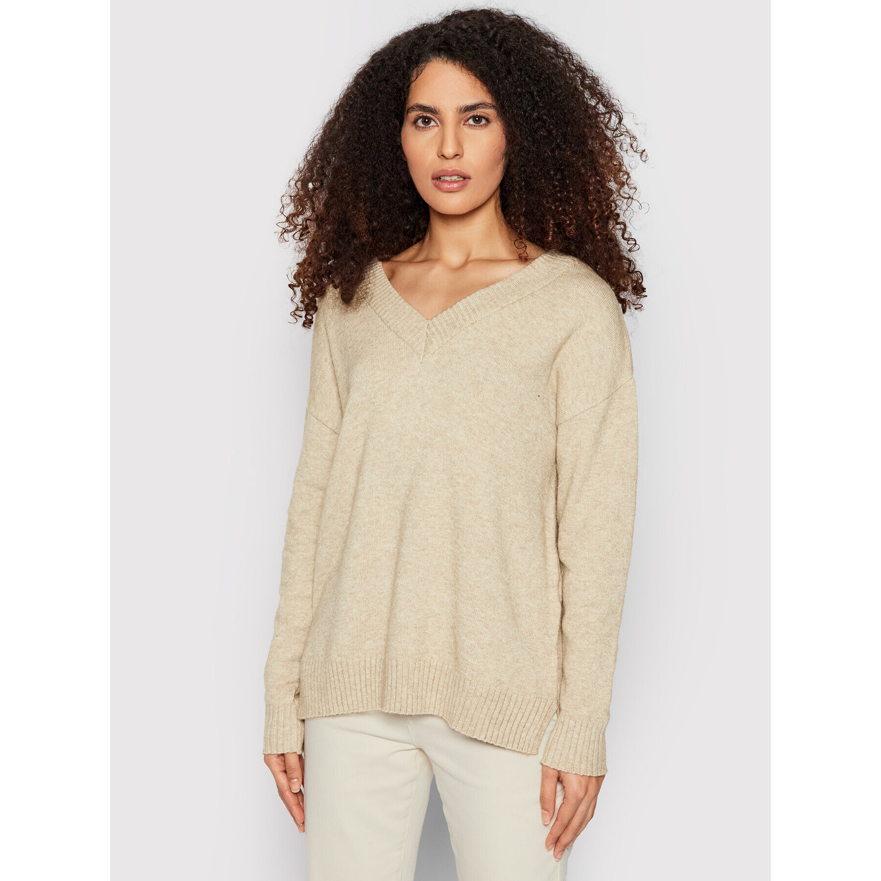 Vila Sweater Ril 14061614 Bézs Oversize - Pepit.hu