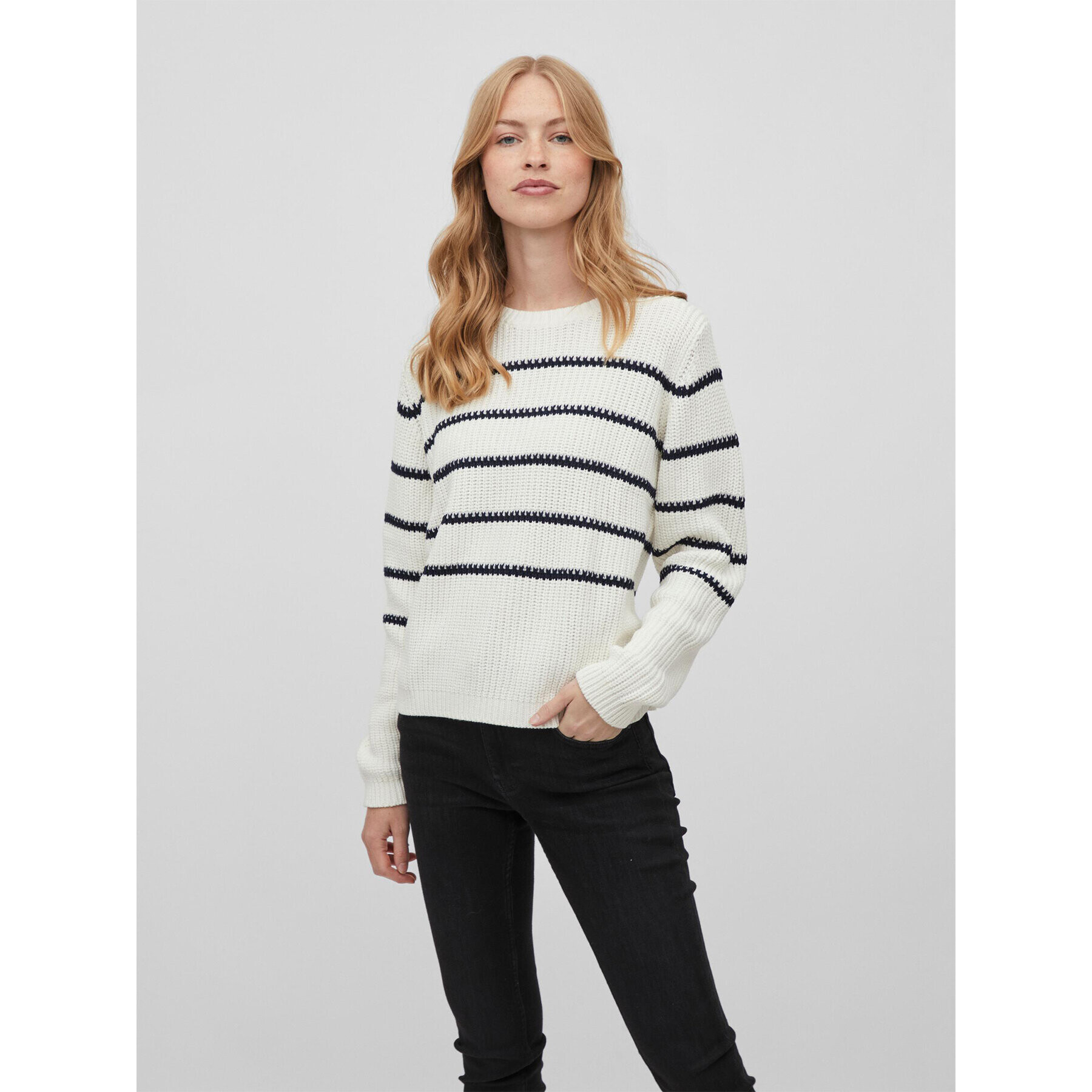 Vila Sweater Roba 14075493 Fehér Regular Fit - Pepit.hu