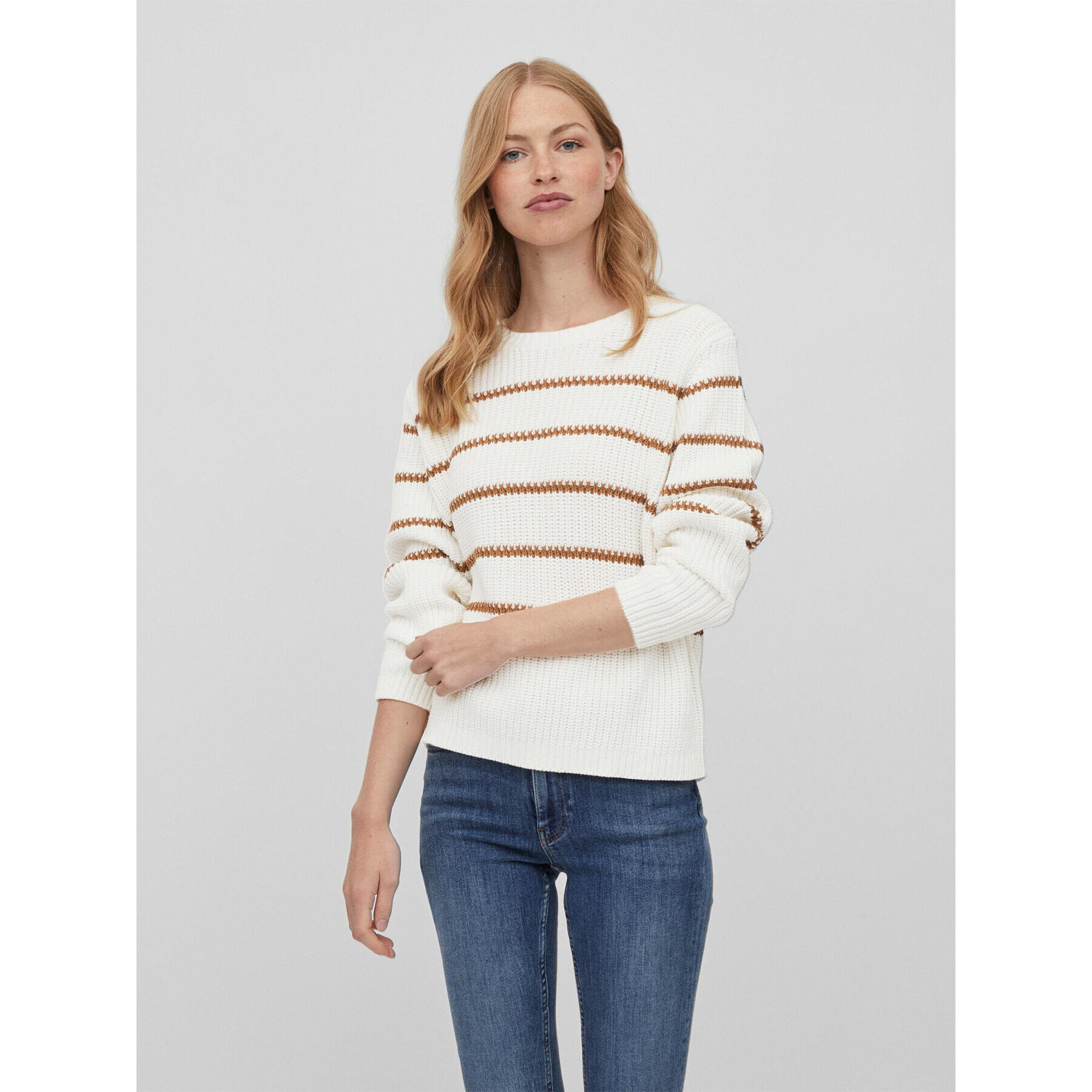 Vila Sweater Roba 14075493 Fehér Regular Fit - Pepit.hu