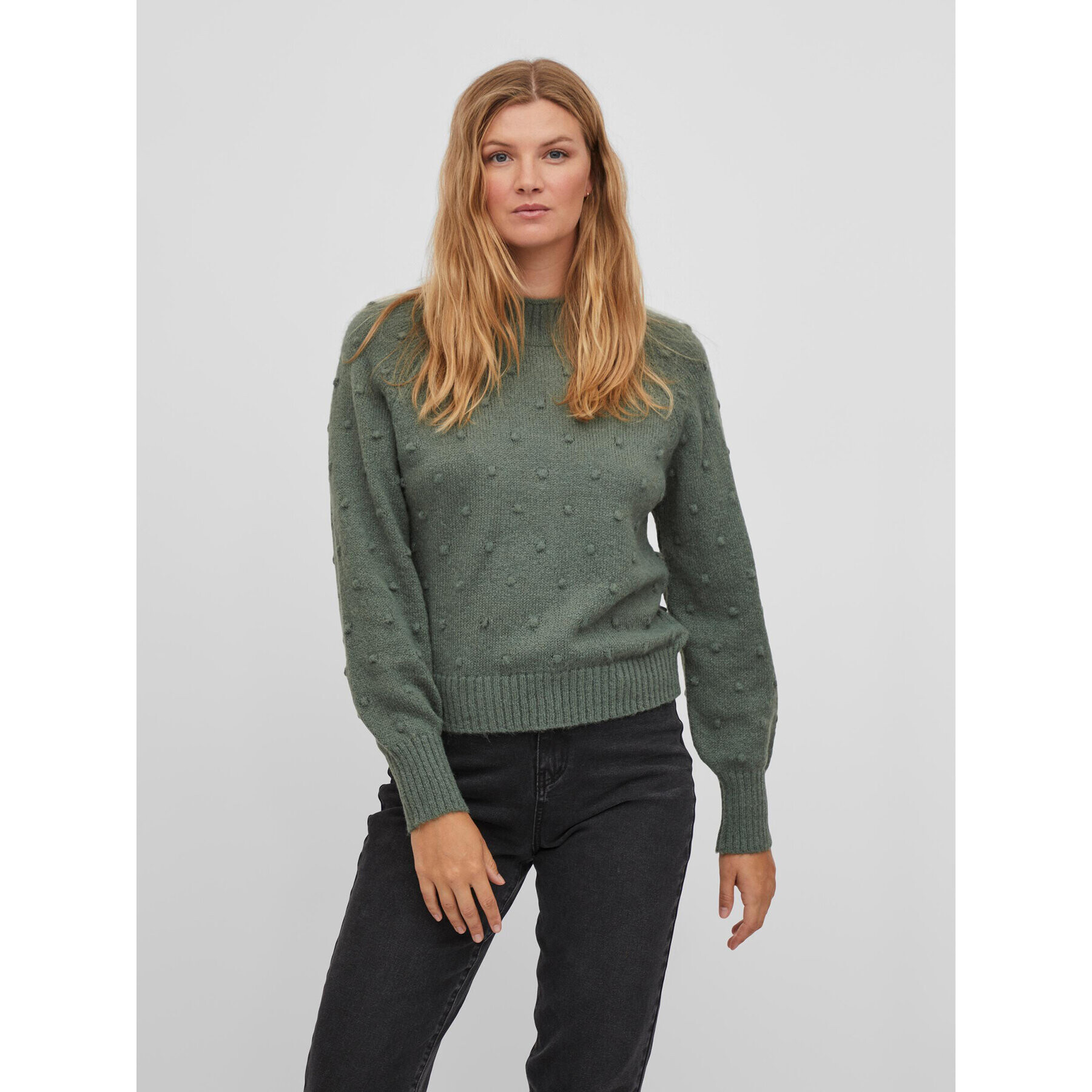 Vila Sweater Tuli 14075494 Zöld Regular Fit - Pepit.hu