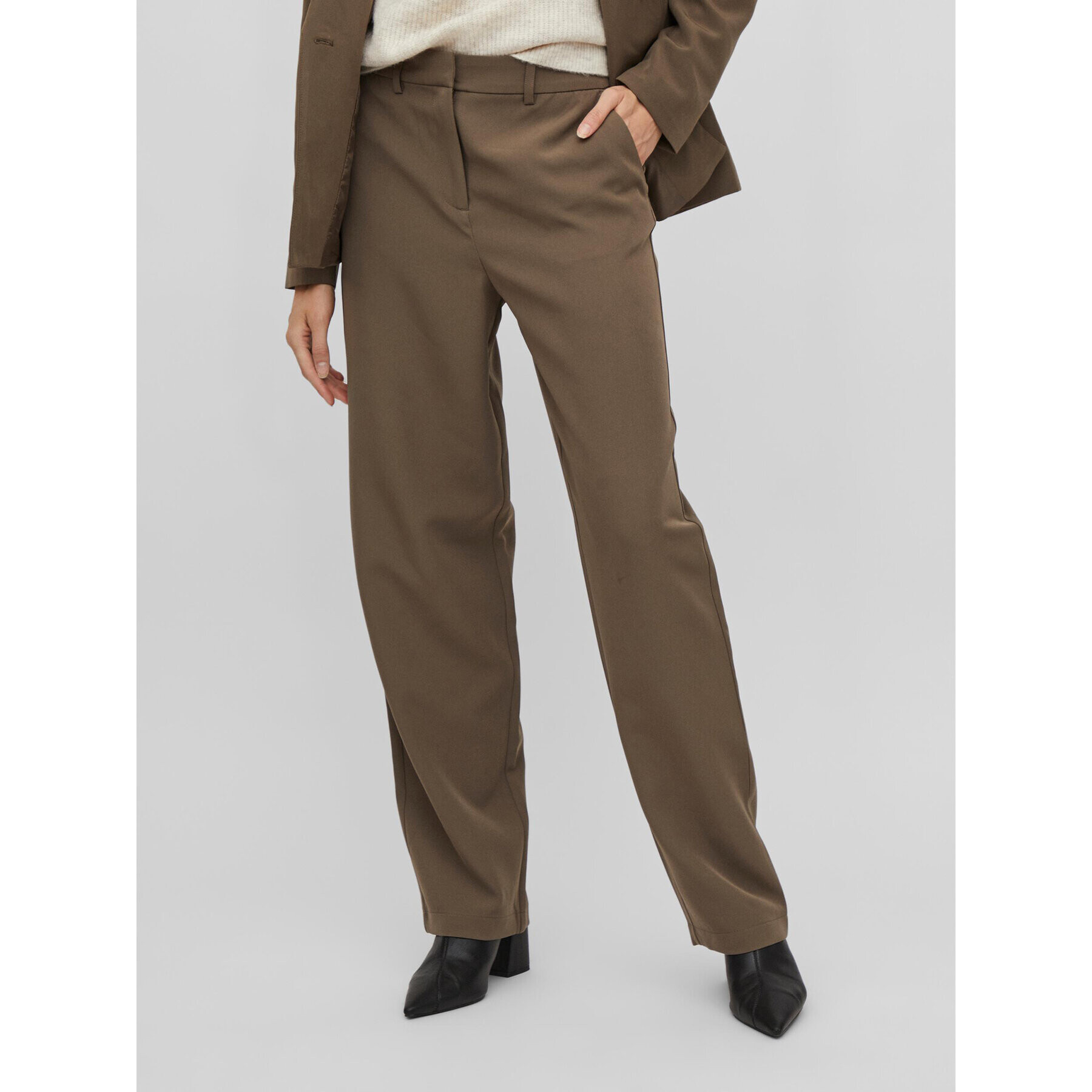 Vila Szövet nadrág Kamma 14083468 Khaki Wide Leg - Pepit.hu