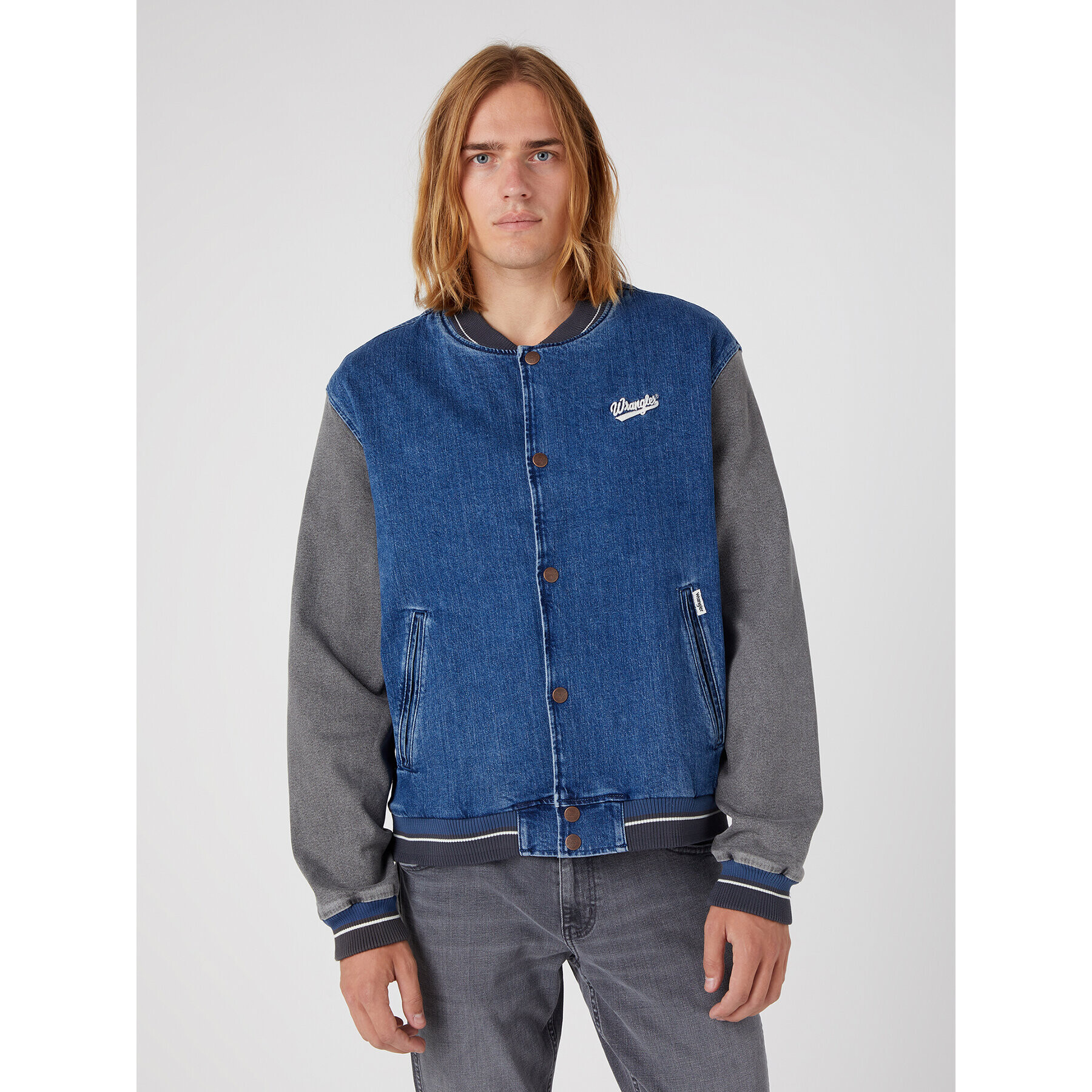 Wrangler Bomber dzseki Baseball W48272Z90 112331618 Kék Regular Fit - Pepit.hu