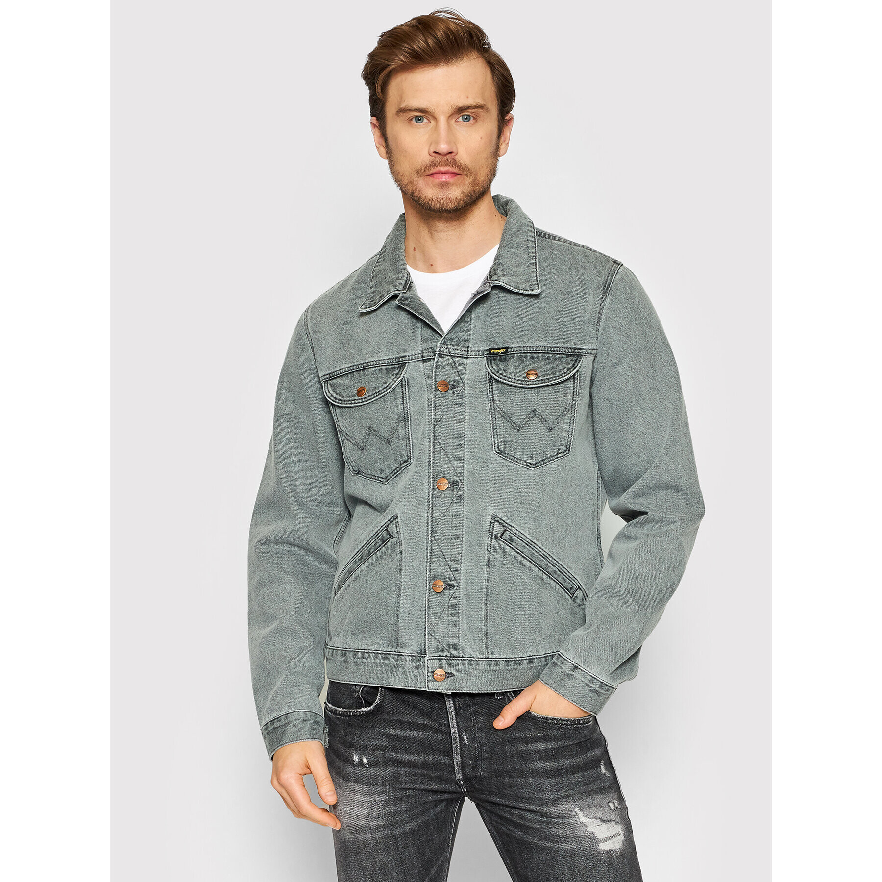 Wrangler Farmer kabát Western W4MJ4439H Szürke Regular Fit - Pepit.hu