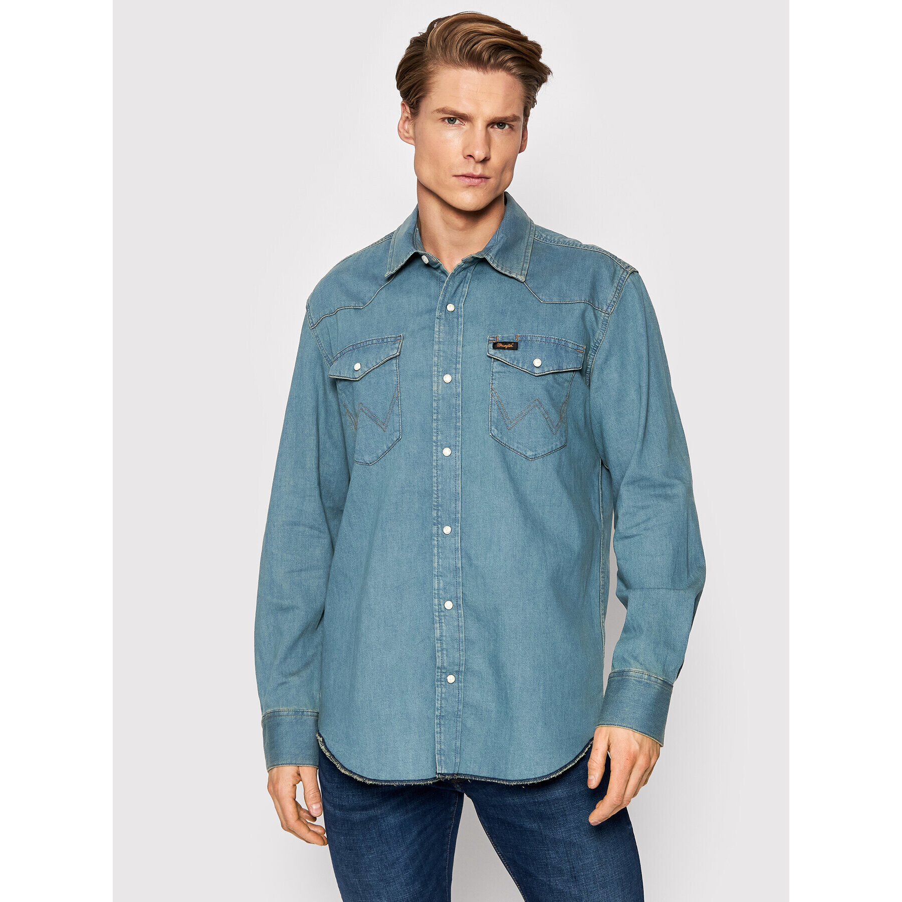 Wrangler Farmering Ls Workshirt W5D1BKH99 Kék Regular Fit - Pepit.hu