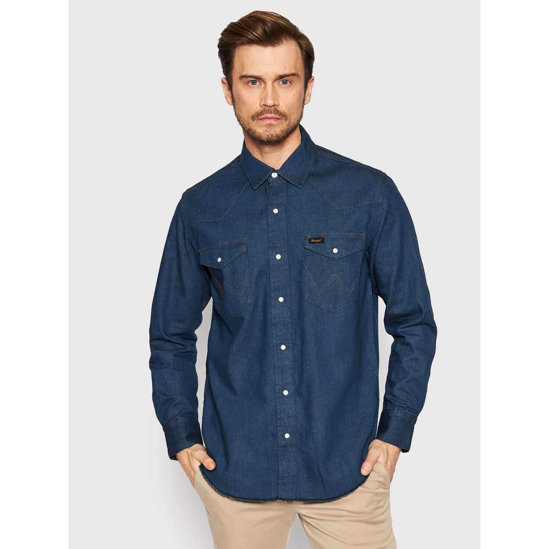 Wrangler Ing Workshirt W5D1BKH98 Sötétkék Regular Fit - Pepit.hu